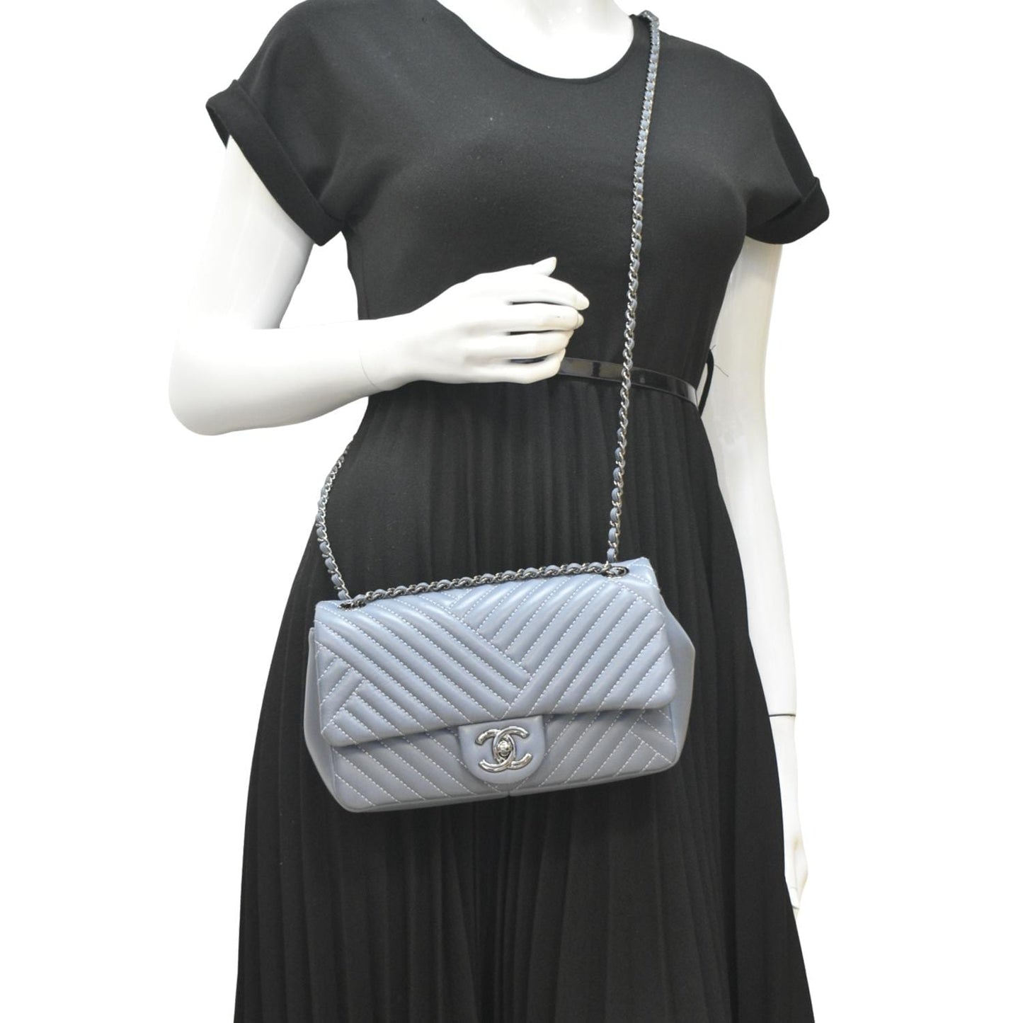 Chanel CC Crossing Flap Quilted Leather Blue Travel Bag