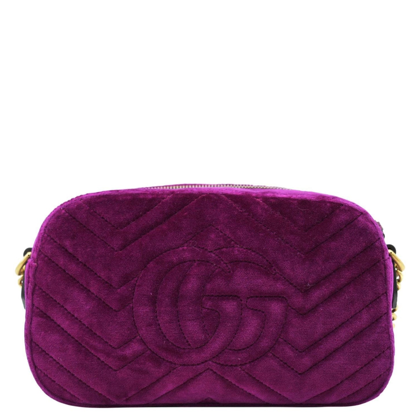 Gucci Marmont Velvet Shoulder Bag Purple Matelasse Small