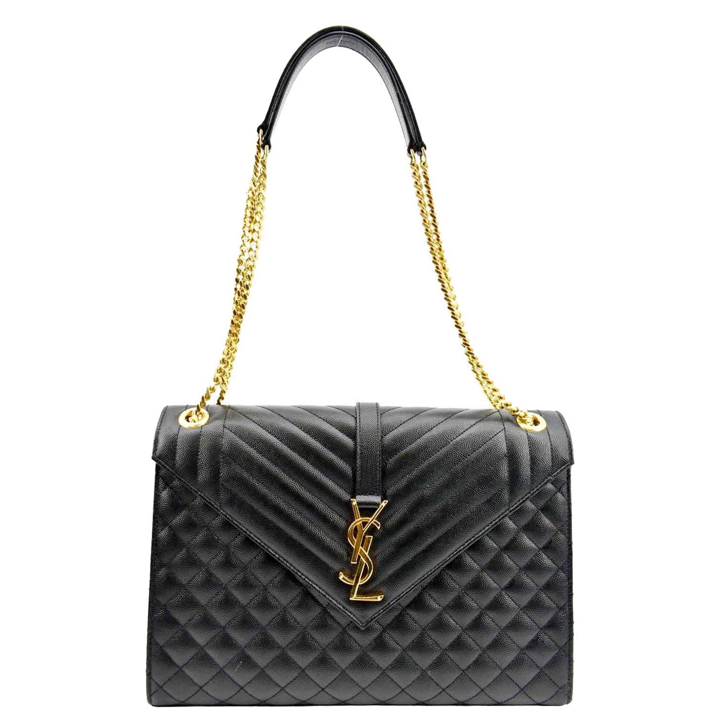 YSL Saint Laurent Yves Envelope Crossbody Bag Leather Matelasse Black Matelasse Envelope Medium