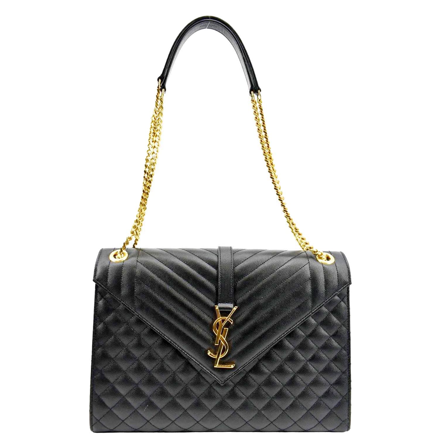 YSL Saint Laurent Yves Envelope Crossbody Bag Leather Matelasse Black Matelasse Envelope Medium