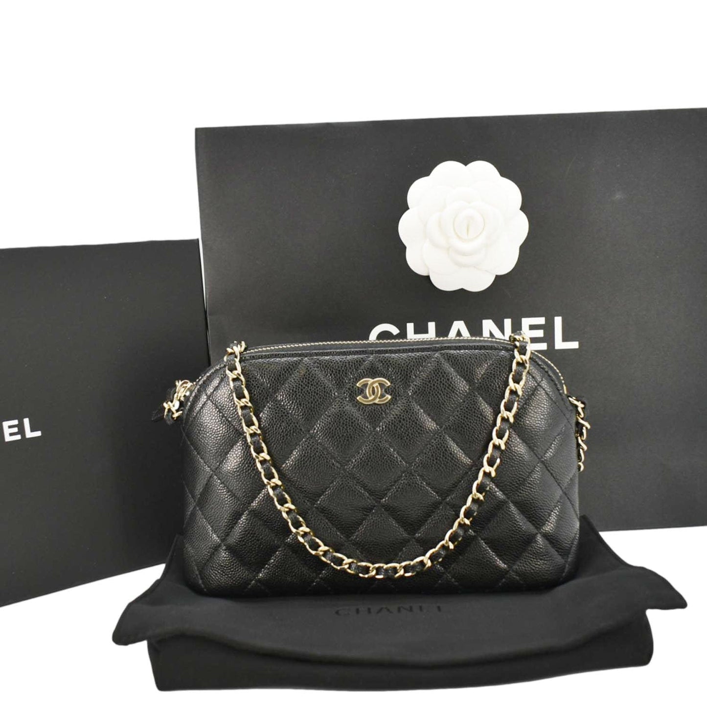Chanel Classic Quilted Leather Black Travel Bag