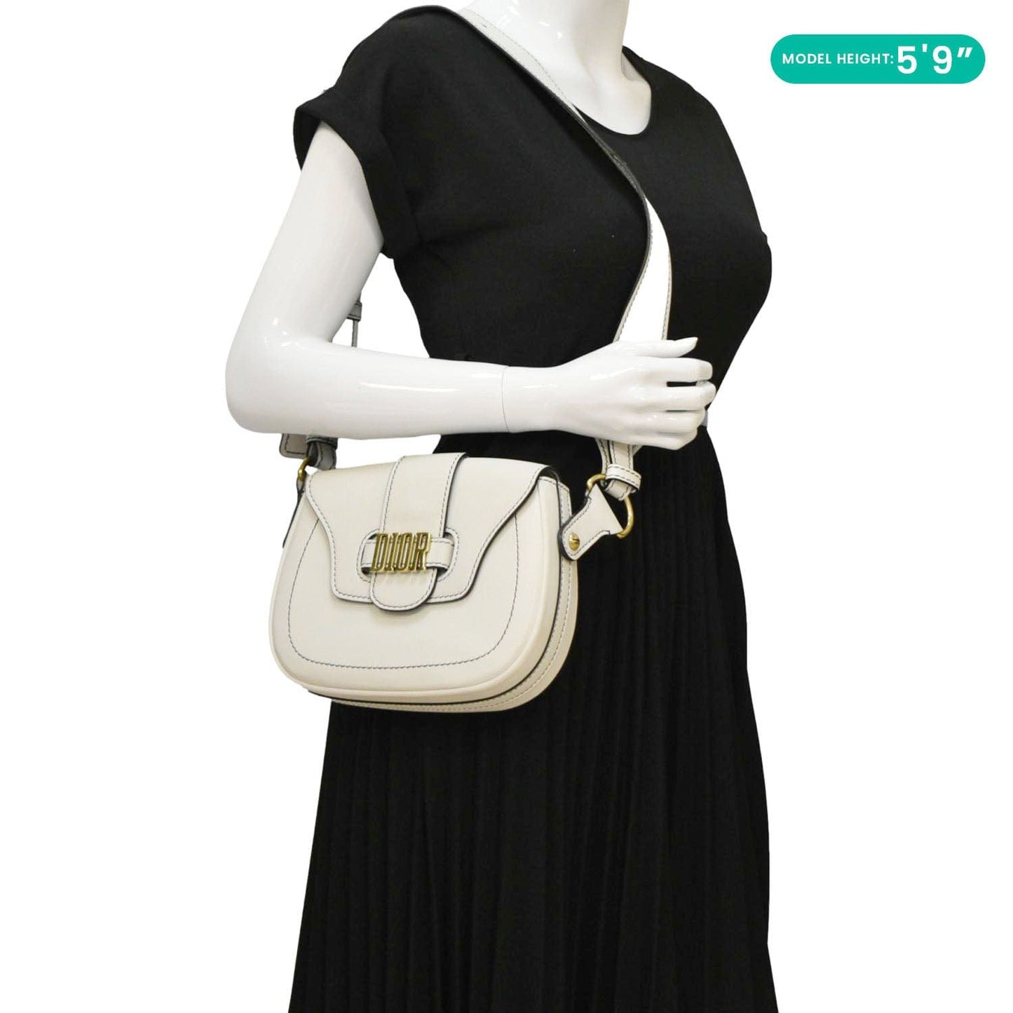 Dior D Fence Calfskin Saddle Bag Leather White Travel Bag