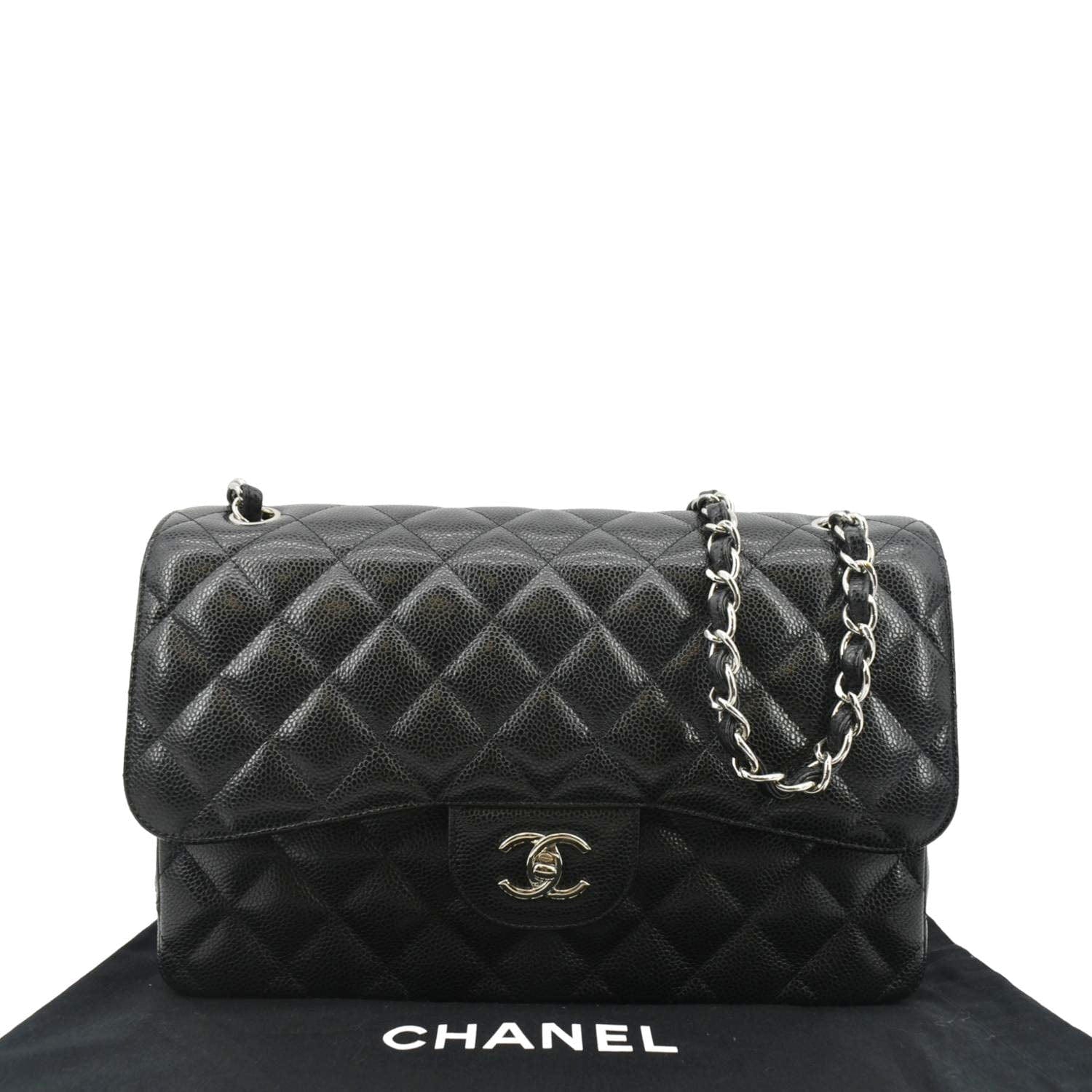 Chanel Classic Jumbo Double Flap Quilted Leather Black Travel Bag 6