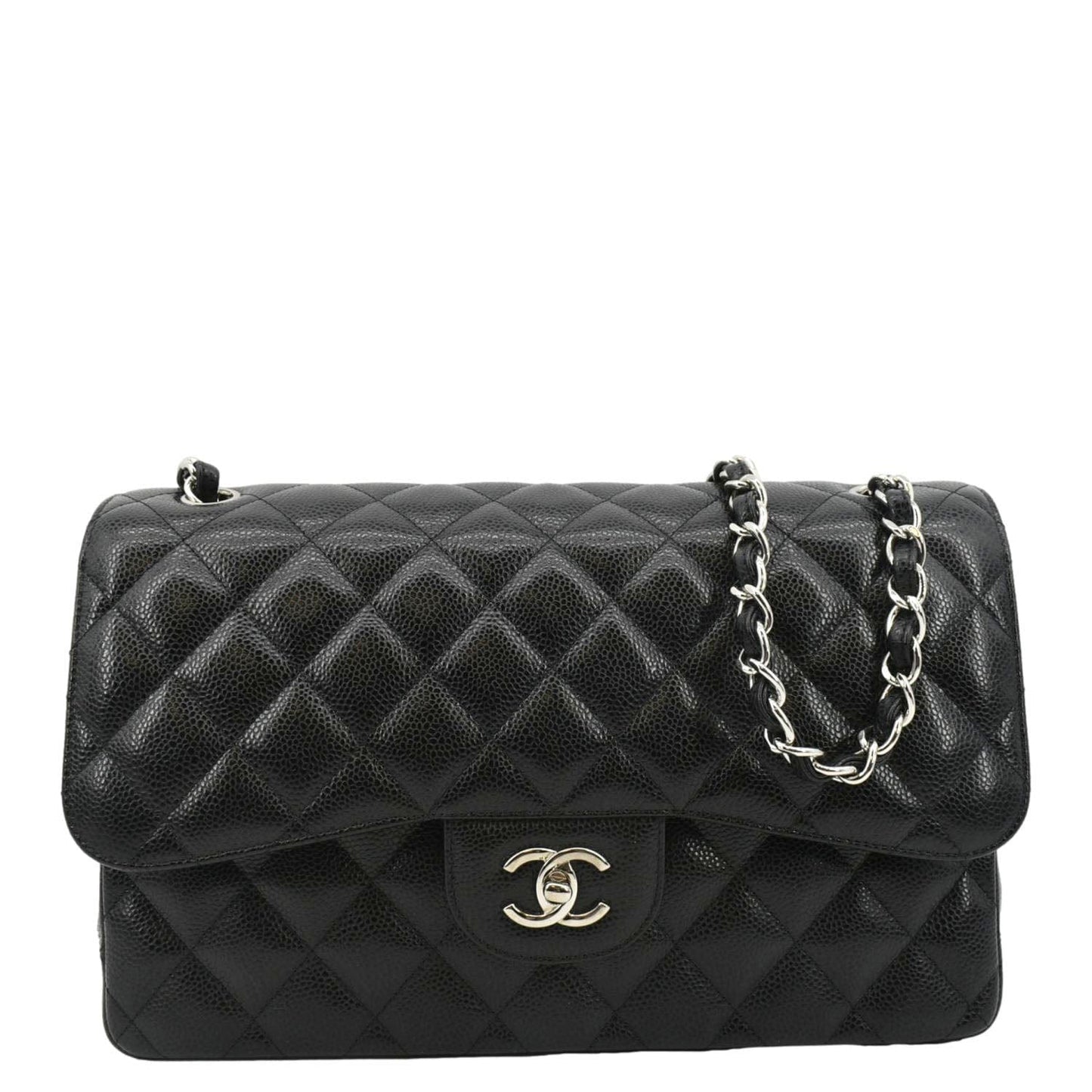 Chanel Classic Jumbo Double Flap Quilted Leather Black Travel Bag 6
