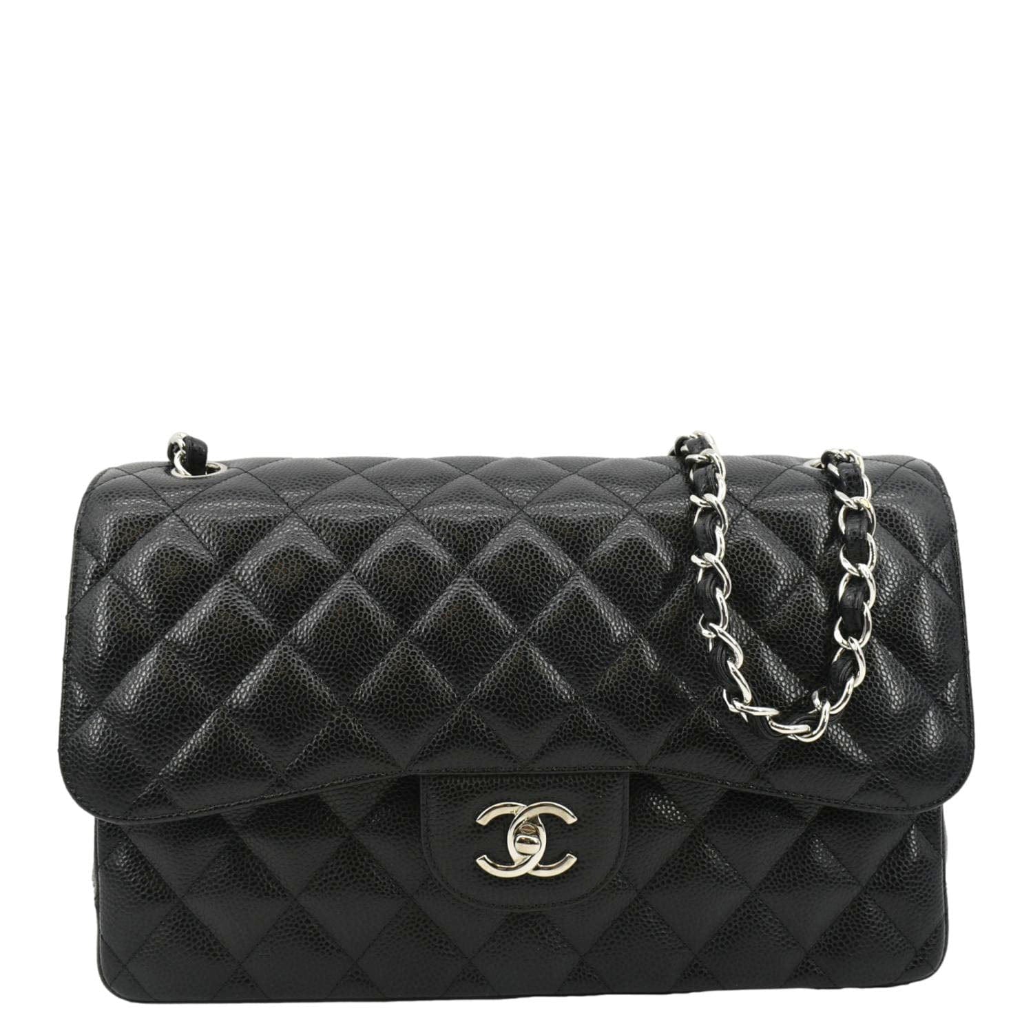 Chanel Classic Jumbo Double Flap Quilted Leather Black Travel Bag 6