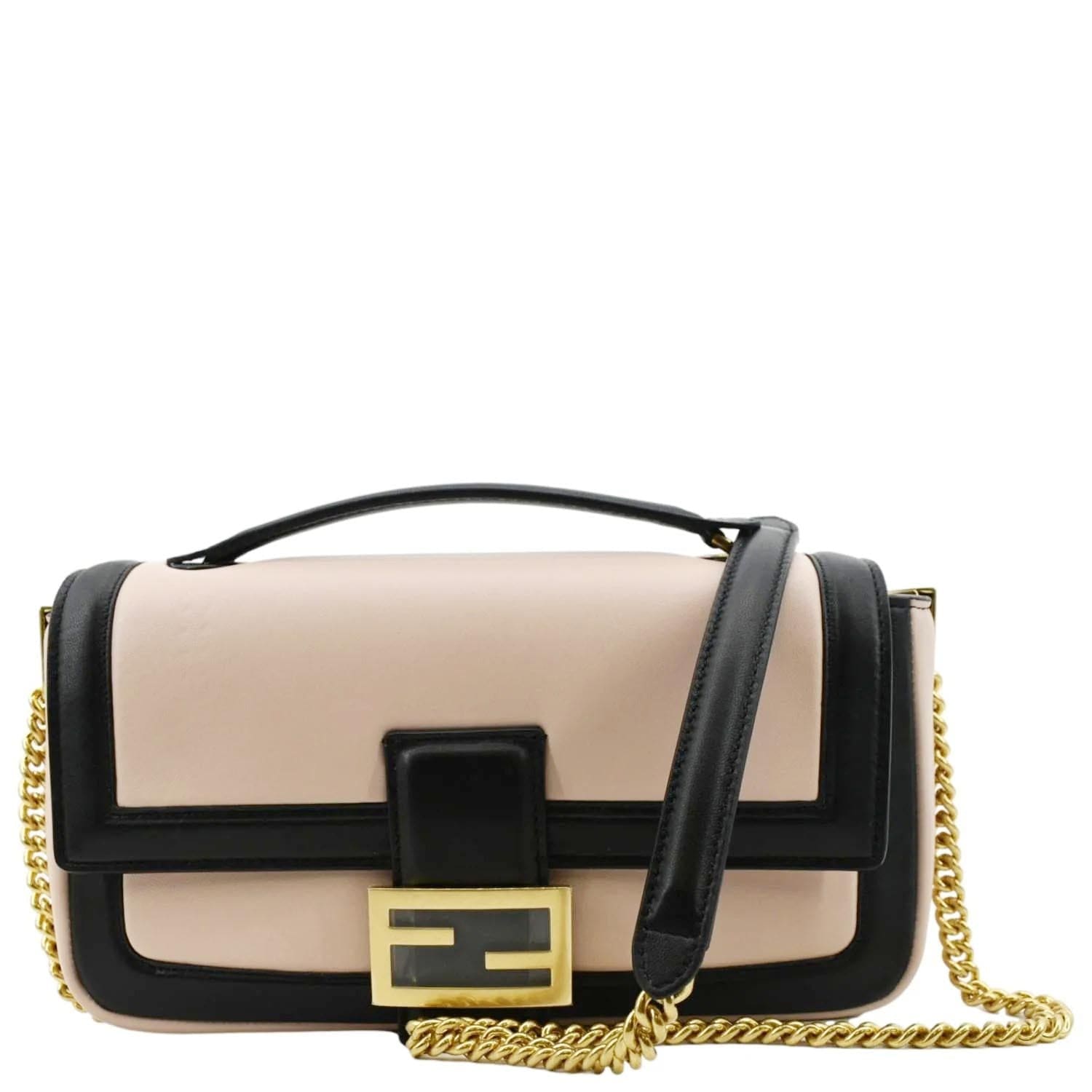 Fendi Baguette Shoulder Bicolor Bag Leather Pink Medium Shoulder Bag