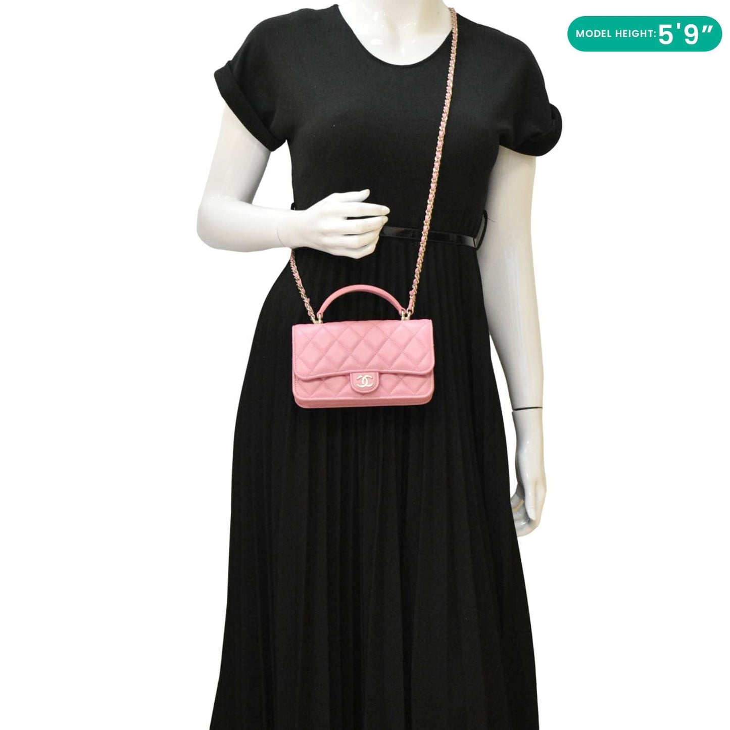 Chanel Flap Phone Holder Quilted Leather Pink Travel Bag