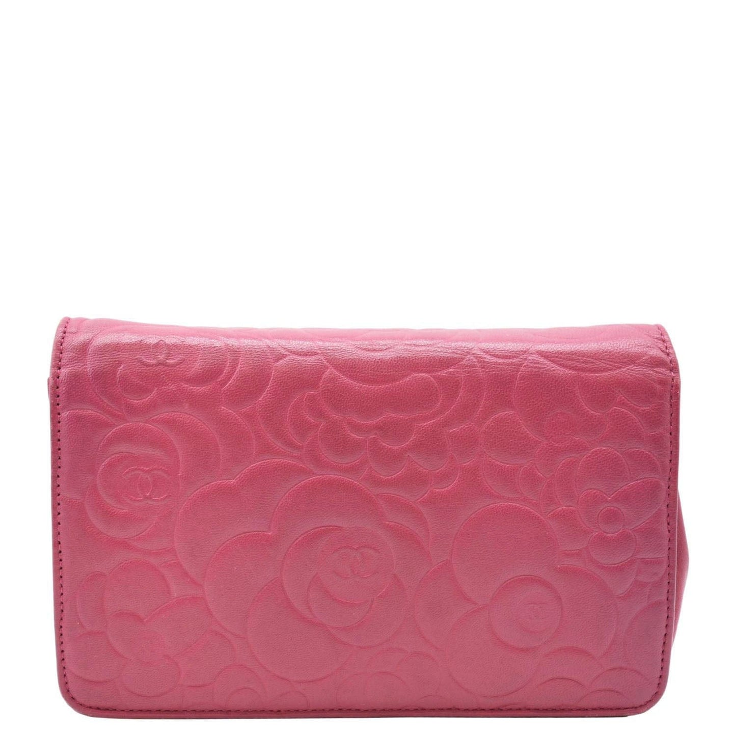 Chanel Camellia Wallet On Chain Leather Crossbody Bag Fuchsia