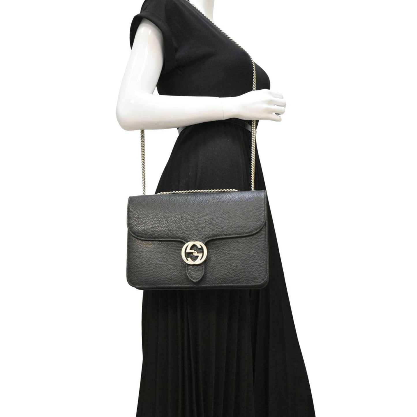 Gucci Interlocking Crossbody Bag Leather Black Interlocking 510303