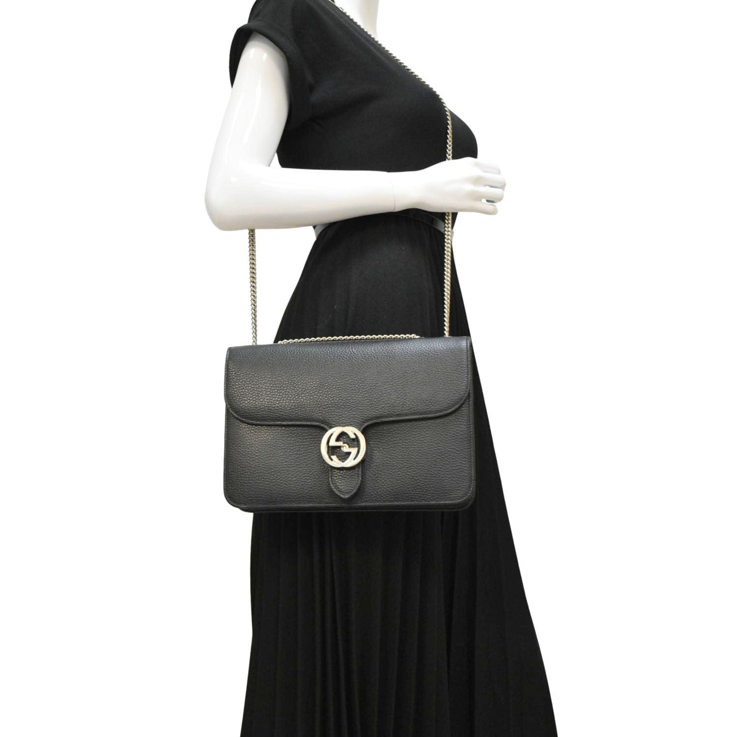 Gucci Interlocking Crossbody Bag Leather Black Interlocking 510303
