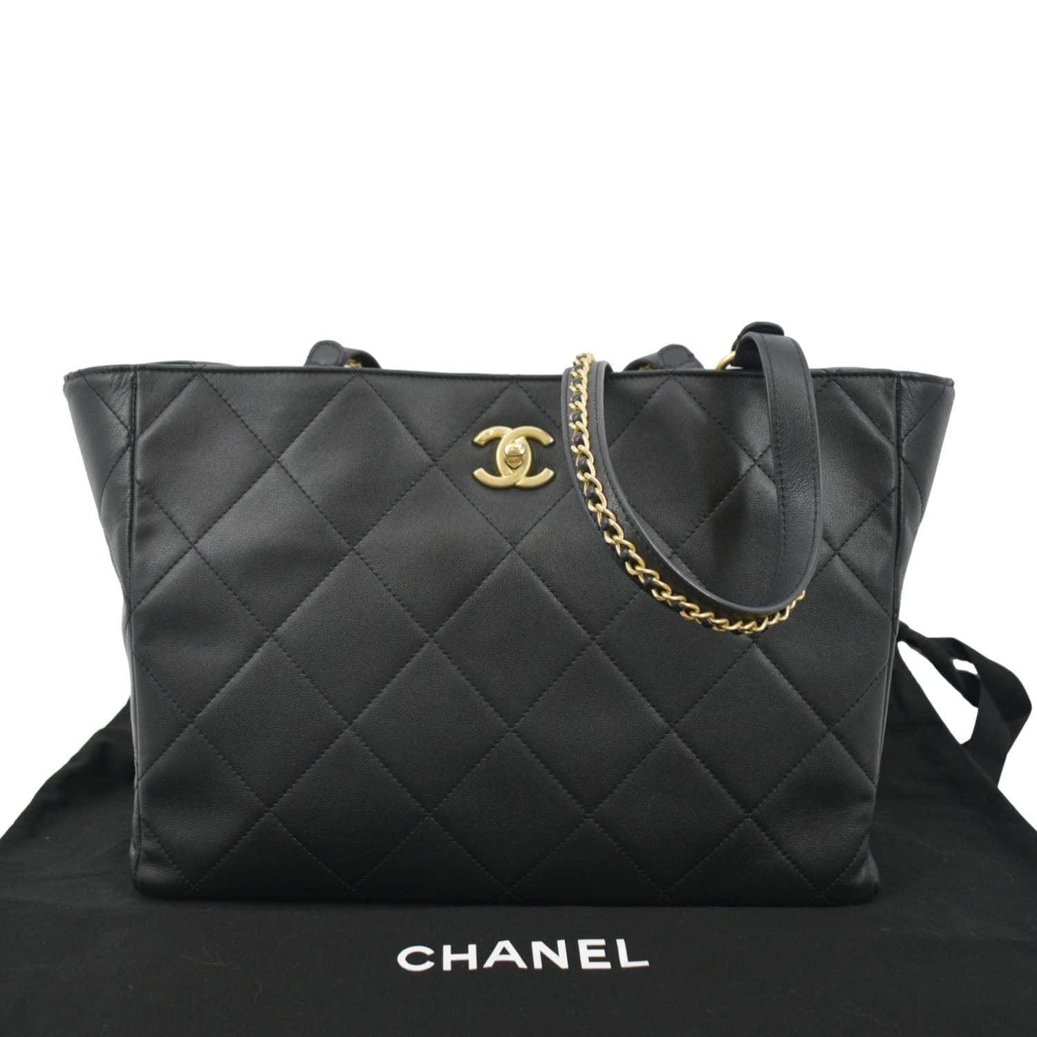 Chanel Shopping Quilted Leather Black Travel Bag