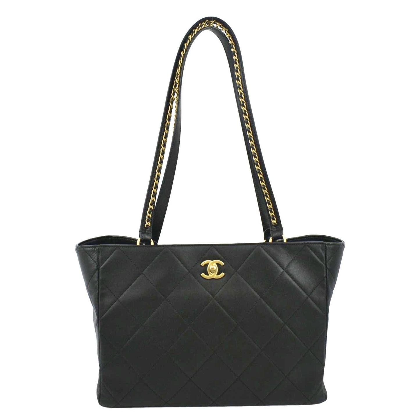 Chanel Shopping Quilted Leather Black Travel Bag