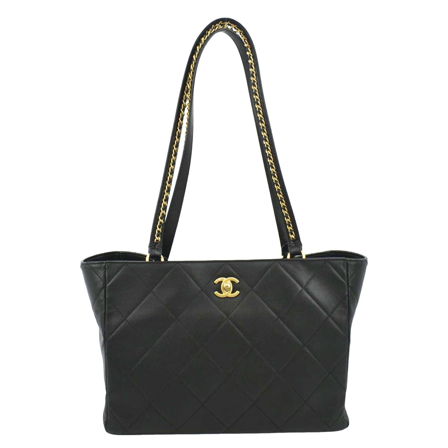 Chanel Shopping Quilted Leather Black Travel Bag