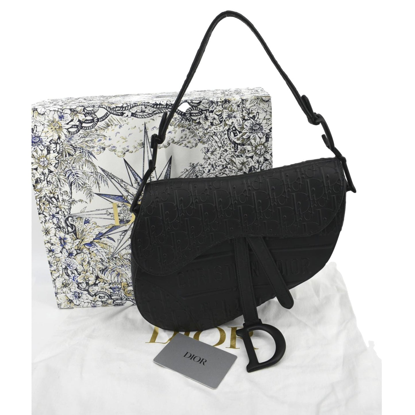 Dior Saddle Oblique Embossed Calfskin Satchel Bag Black Travel Bag