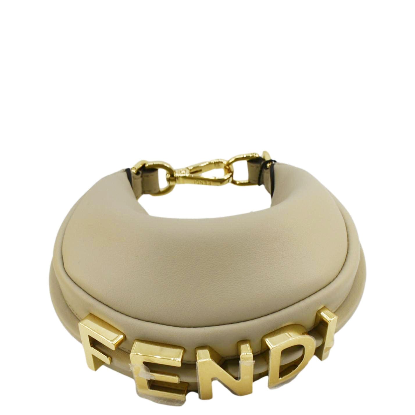 Fendi graphy Smooth Hobo Bag Leather Cream Mini