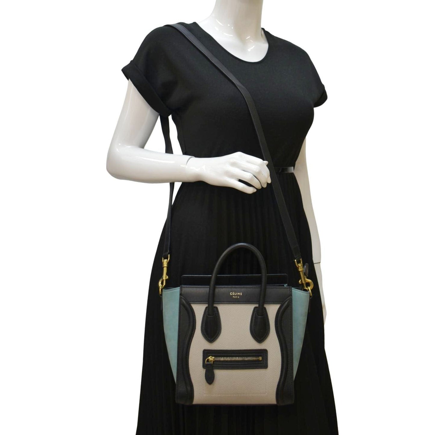 Luggage Calfskin And Crossbody Bag Tricolor Leather Suede