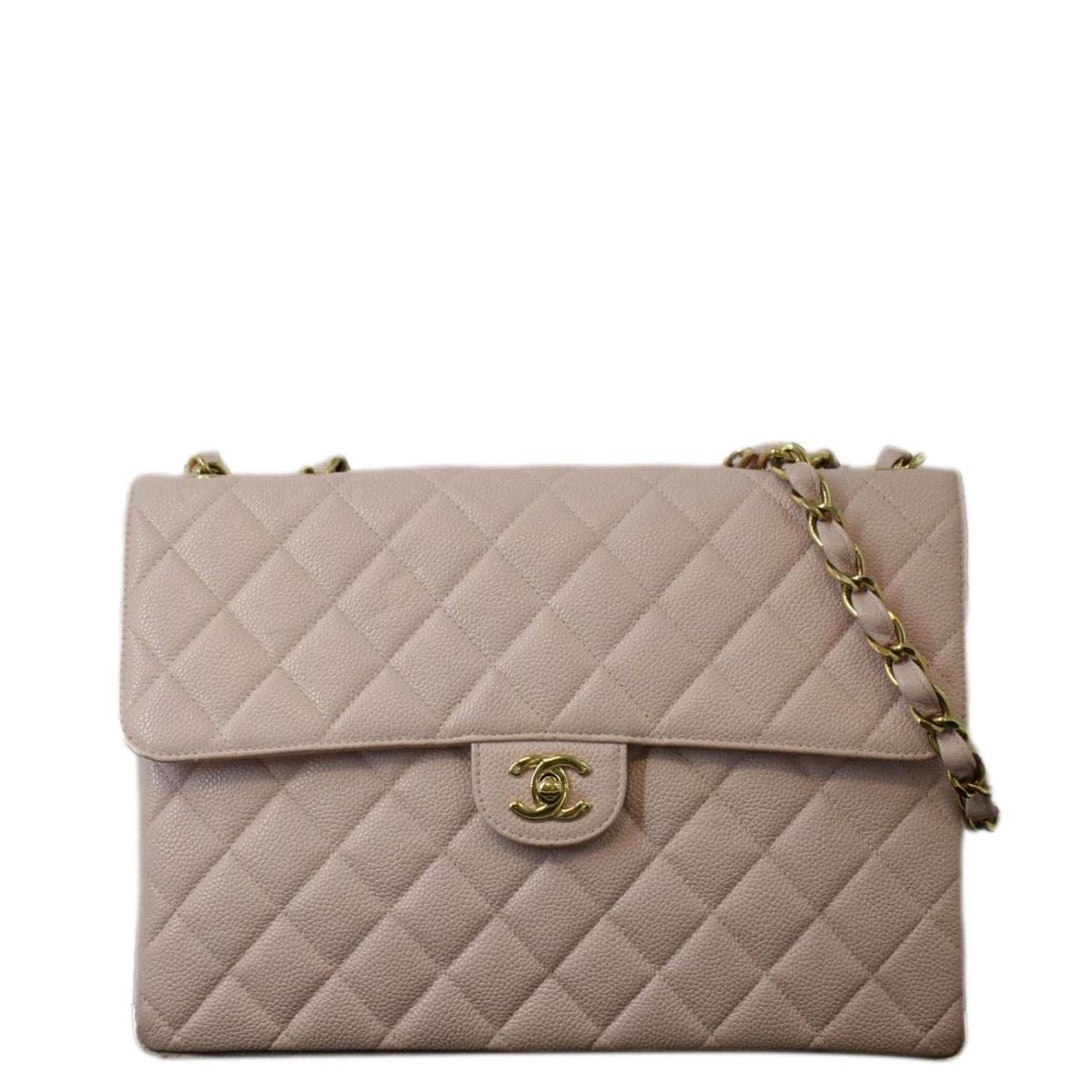 Chanel Classic Jumbo Single Flap Caviar Leather Pink Travel Bag