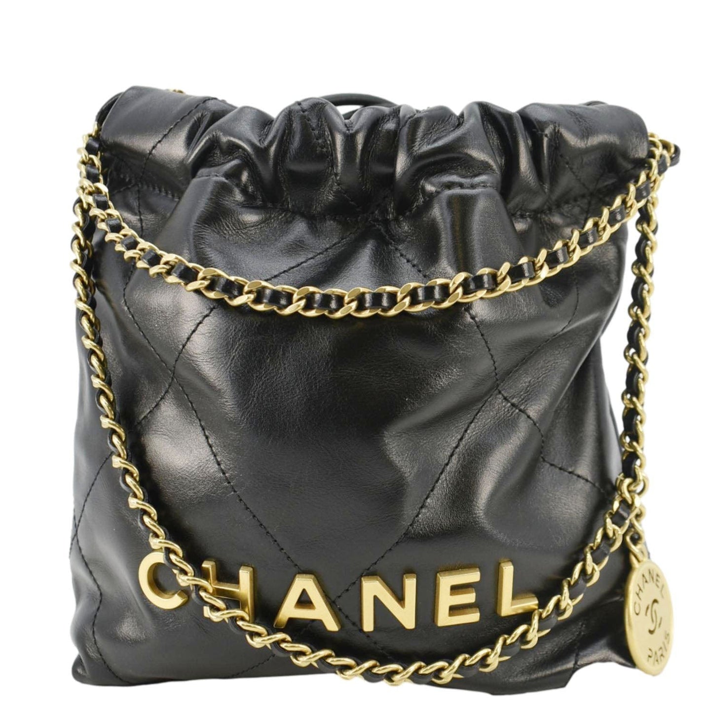 Chanel 22 Quilted Hobo Leather Black Travel Bag