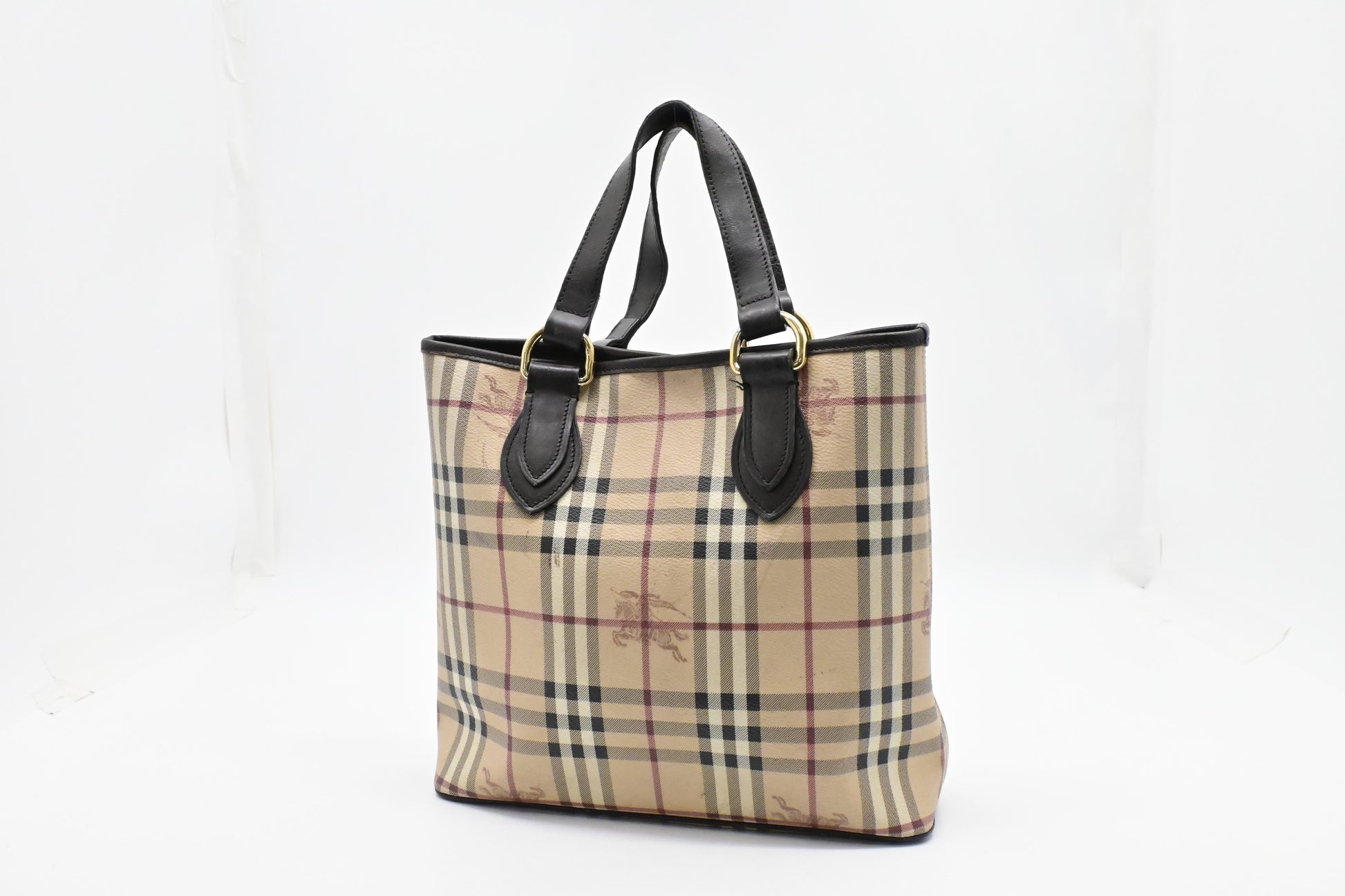 Burberry Handbag In Checked Coated Canvas Travel Bag