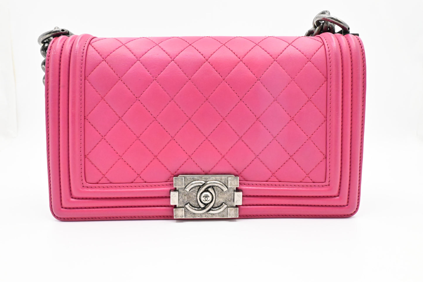Chanel Boy Wild Stitch Pink Leather Handbag