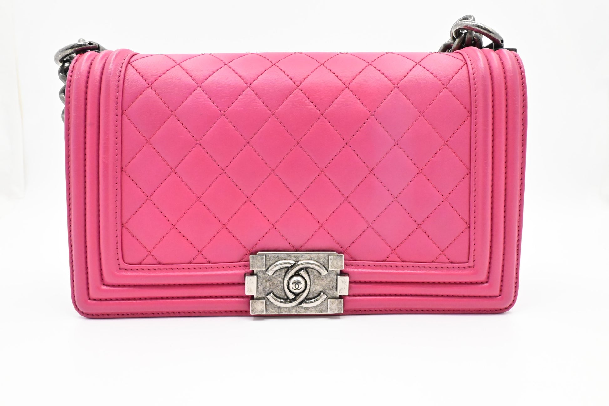 Chanel Boy Wild Stitch Pink Leather Handbag