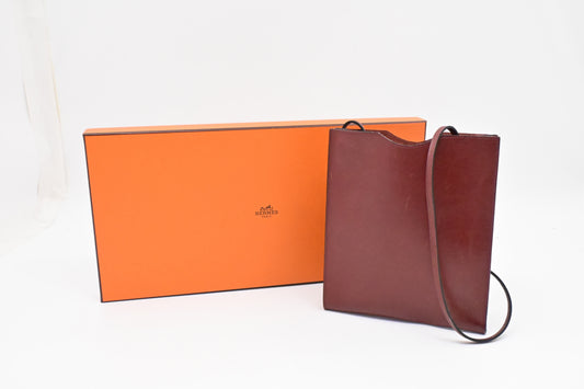 Hermes Onimaitou Pochette In Maroon Handbag Leather Travel Bag