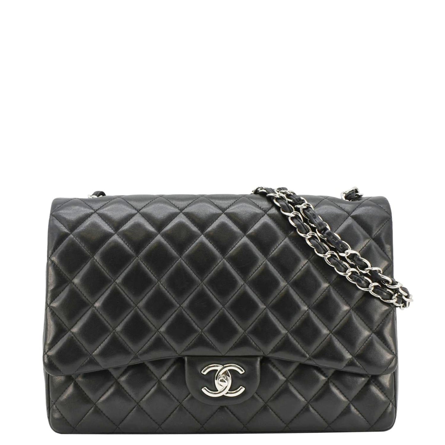 Chanel Maxi Double Flap Leather Black Travel Bag