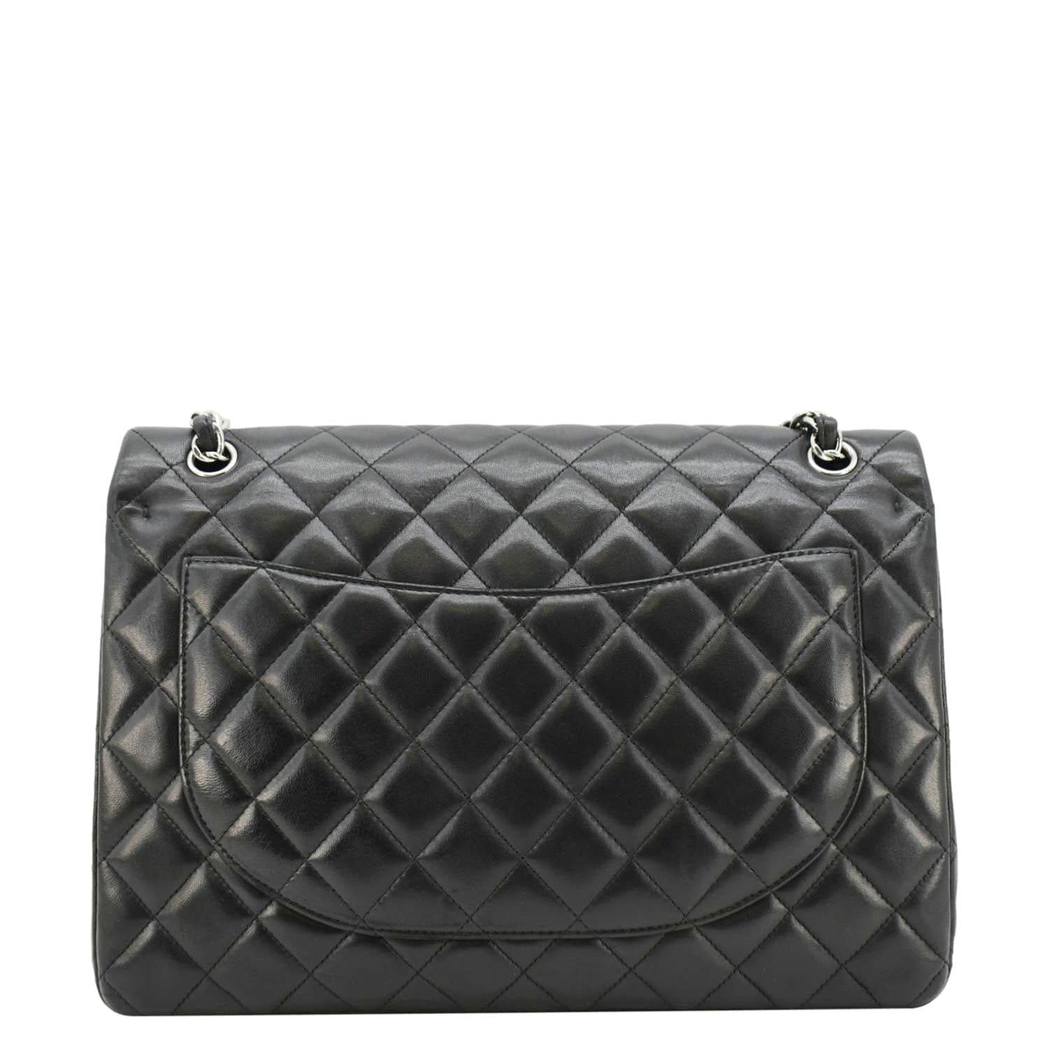 Chanel Maxi Double Flap Leather Shoulder Bag Black