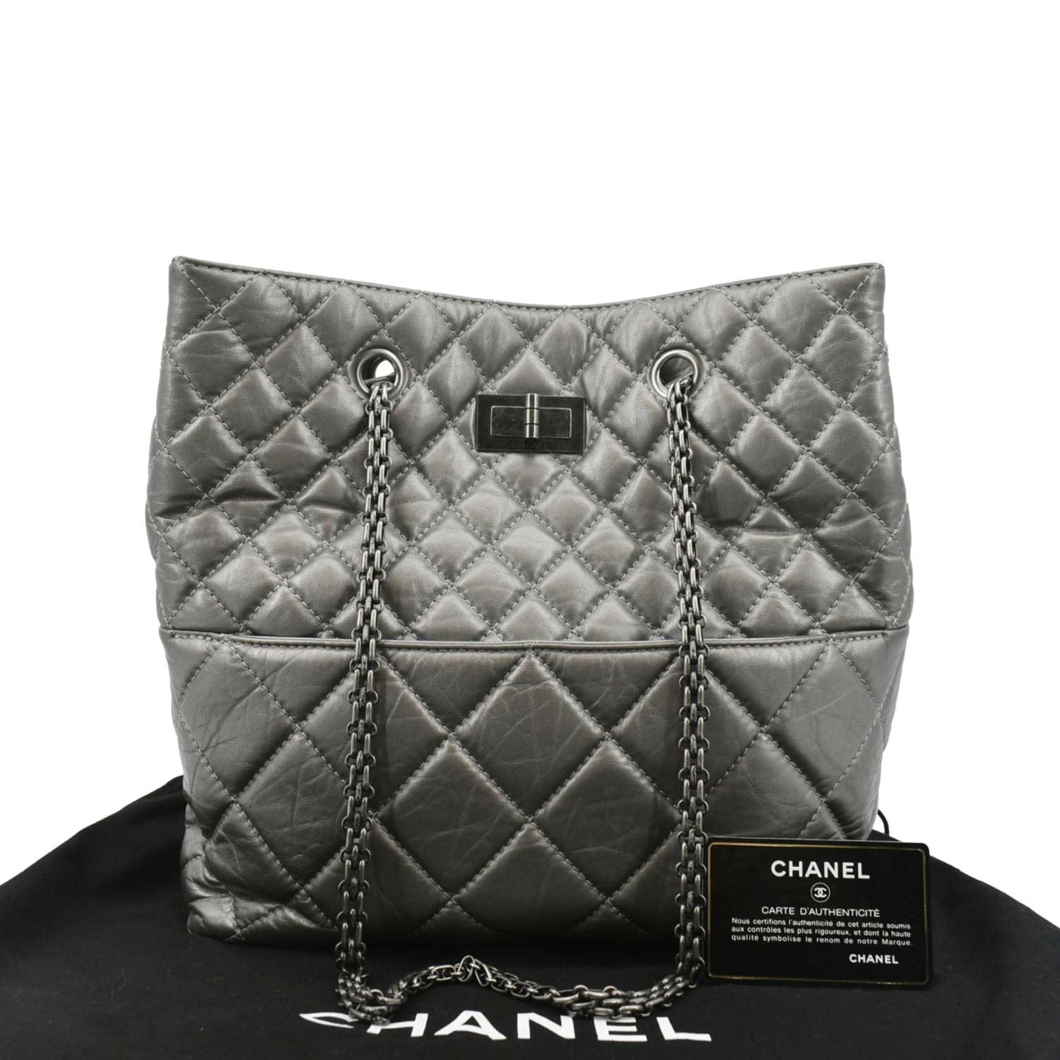 Chanel Reissue Tall Quilted Aged Leather Calfskin Grey Travel Bag