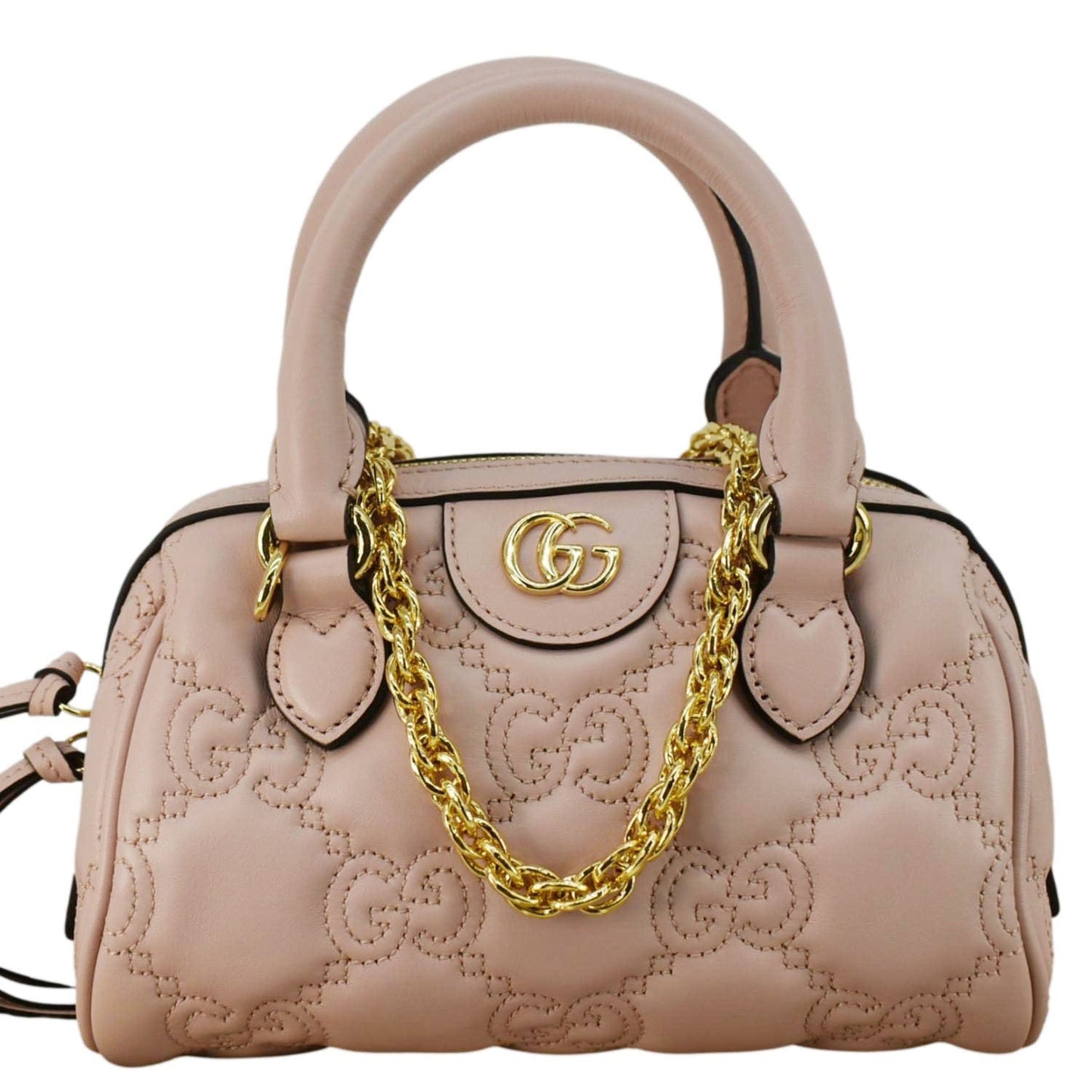 Gucci Mini Calfskin Bowler Bag Leather Matelasse Travel Bag