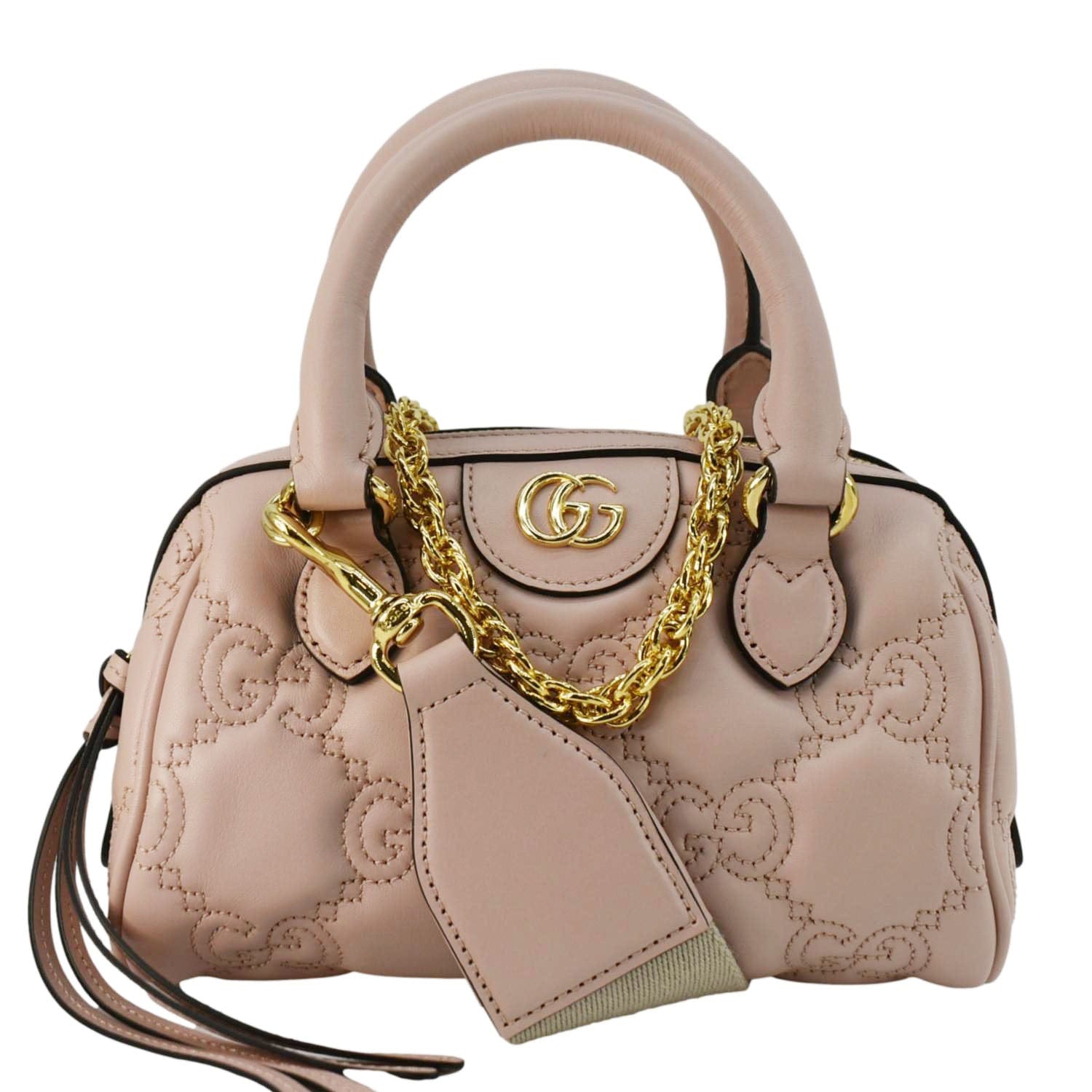 Gucci Mini Calfskin Bowler Bag Leather Matelasse Travel Bag
