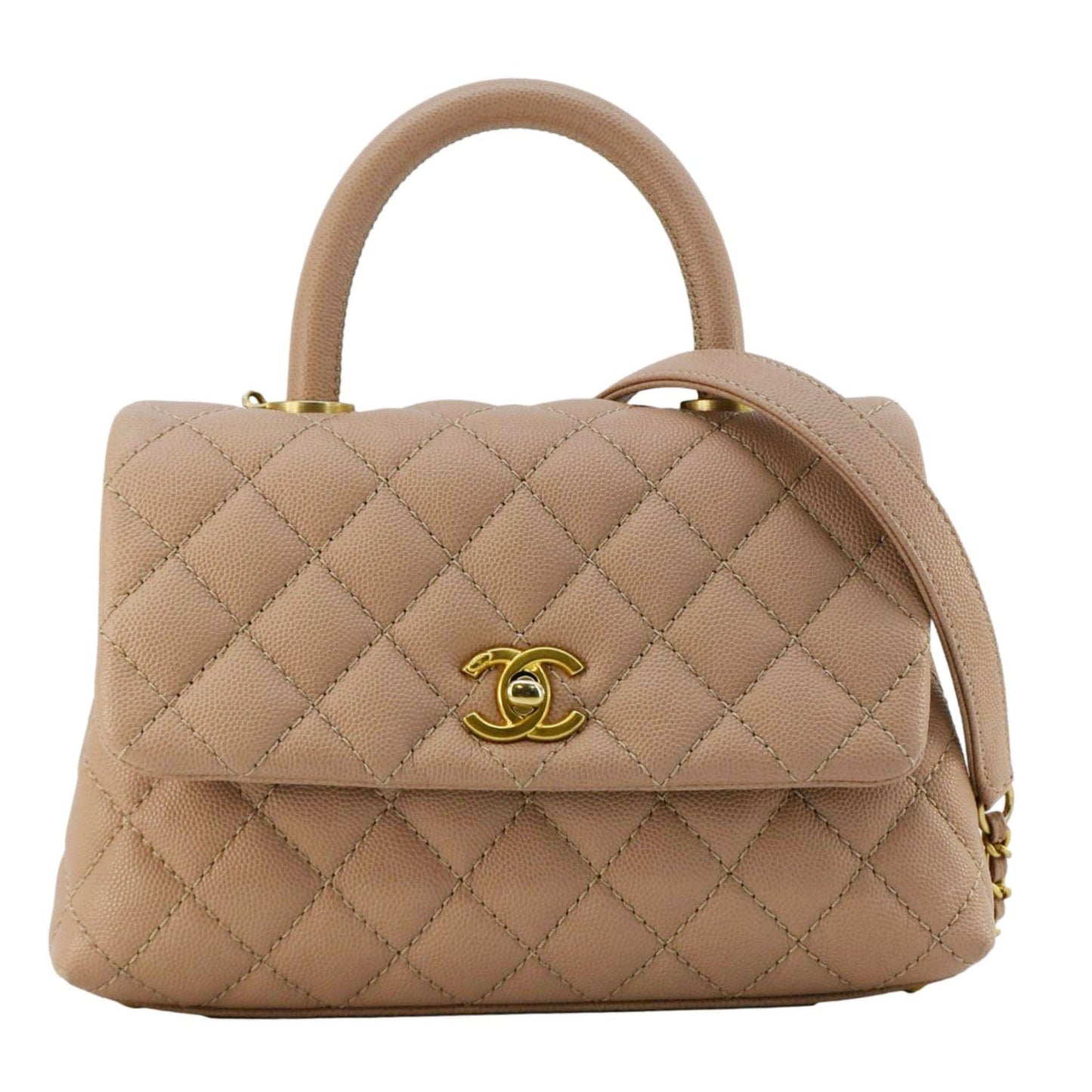 Chanel CC Coco Flap Caviar Top Leather Pink Travel Bag