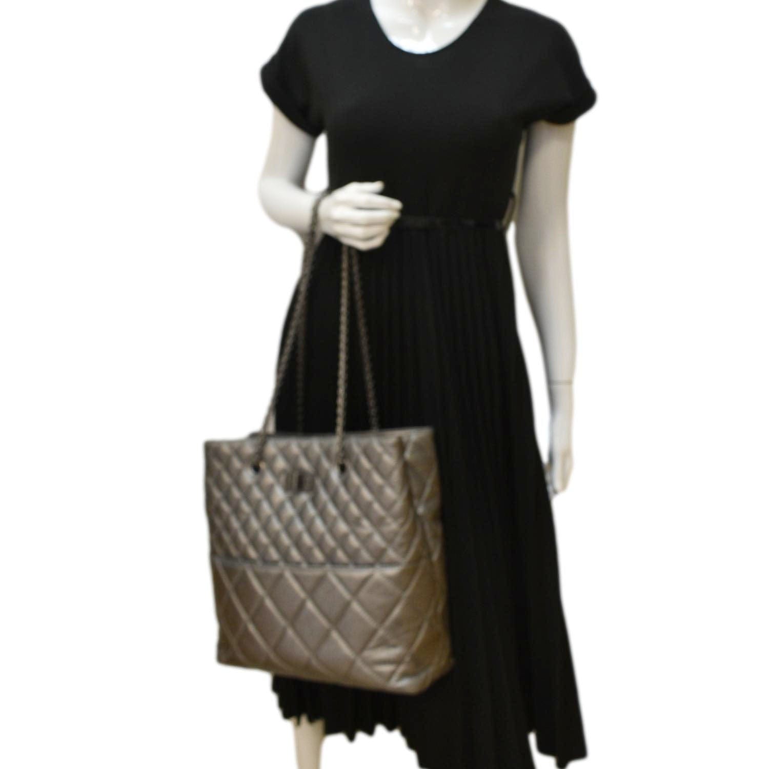 Chanel Reissue Tall Quilted Aged Leather Calfskin Grey Travel Bag