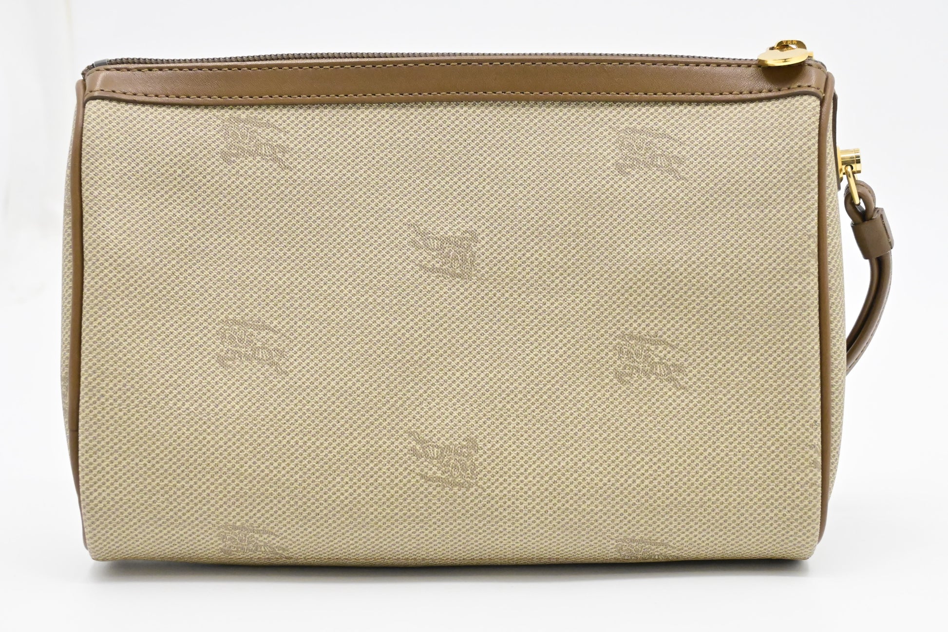 Burberry Wristlet Pouch In Handbag Canvas Beige Travel Bag