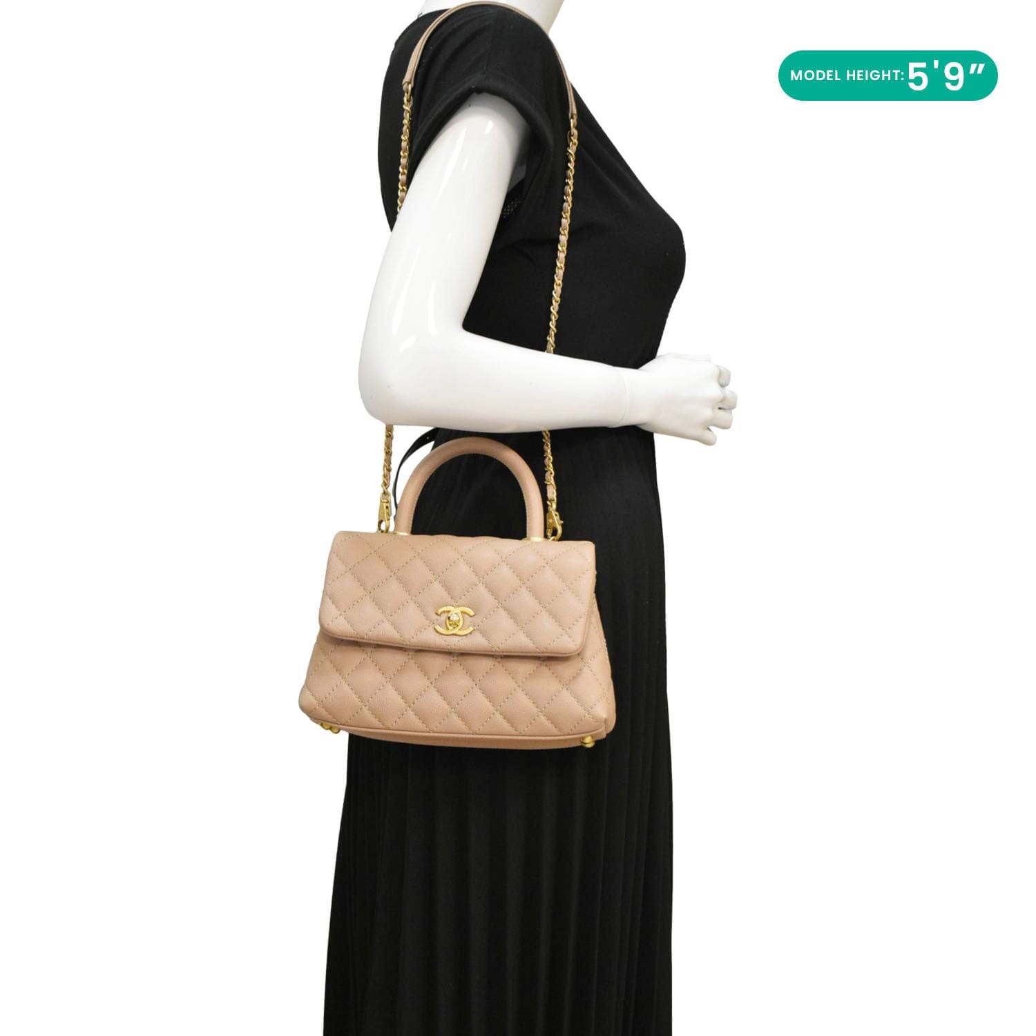 Chanel CC Coco Flap Caviar Top Leather Pink Travel Bag
