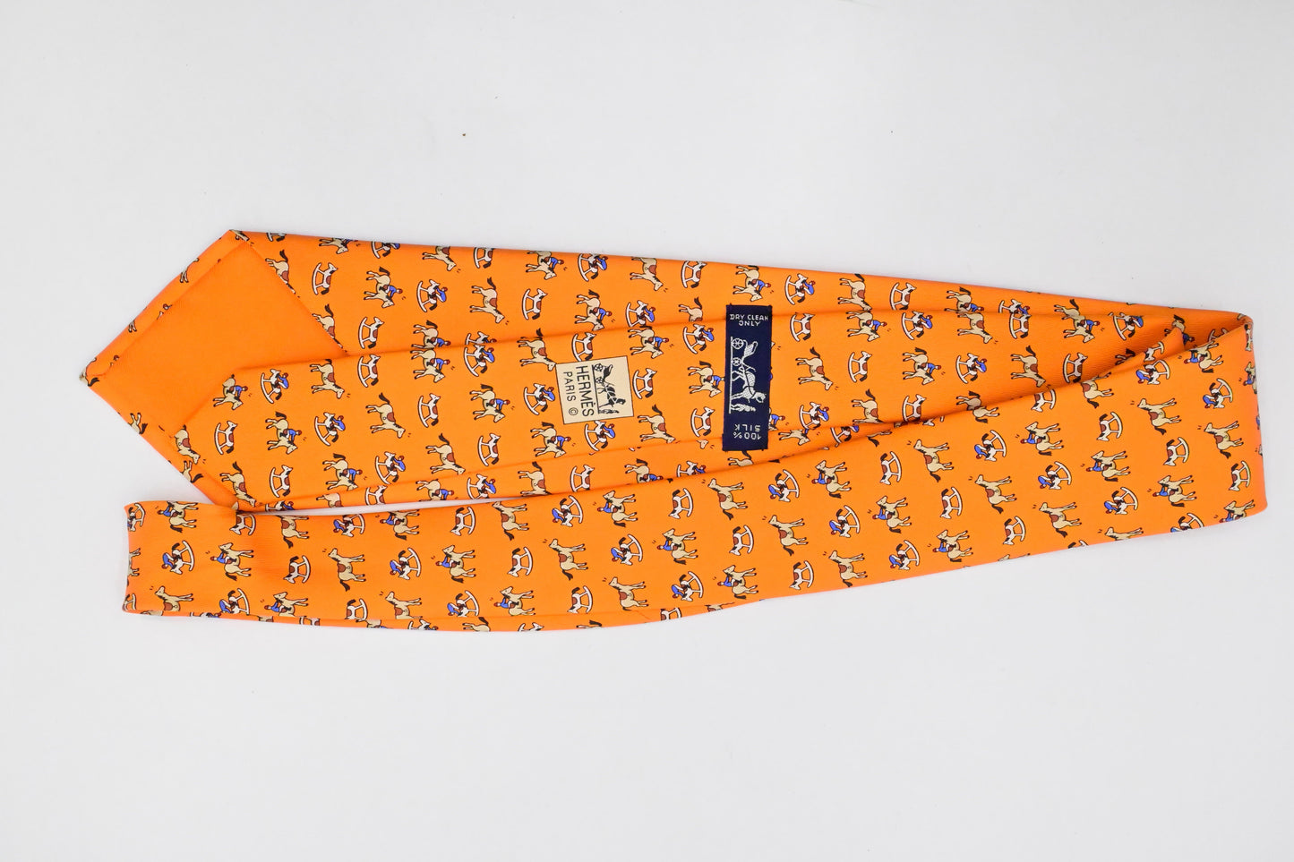 Hermes Tie In Orange Silk Handbag Travel Bag