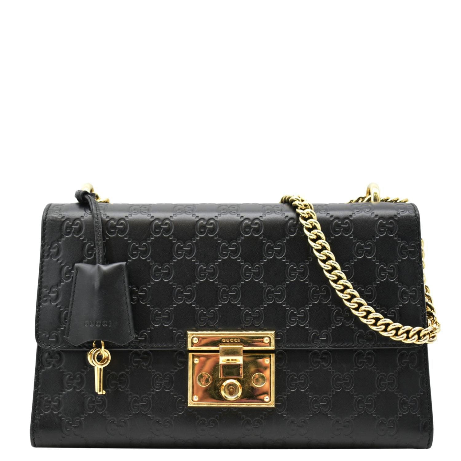 Gucci Padlock Leathrer Shoulder Bag Black Medium