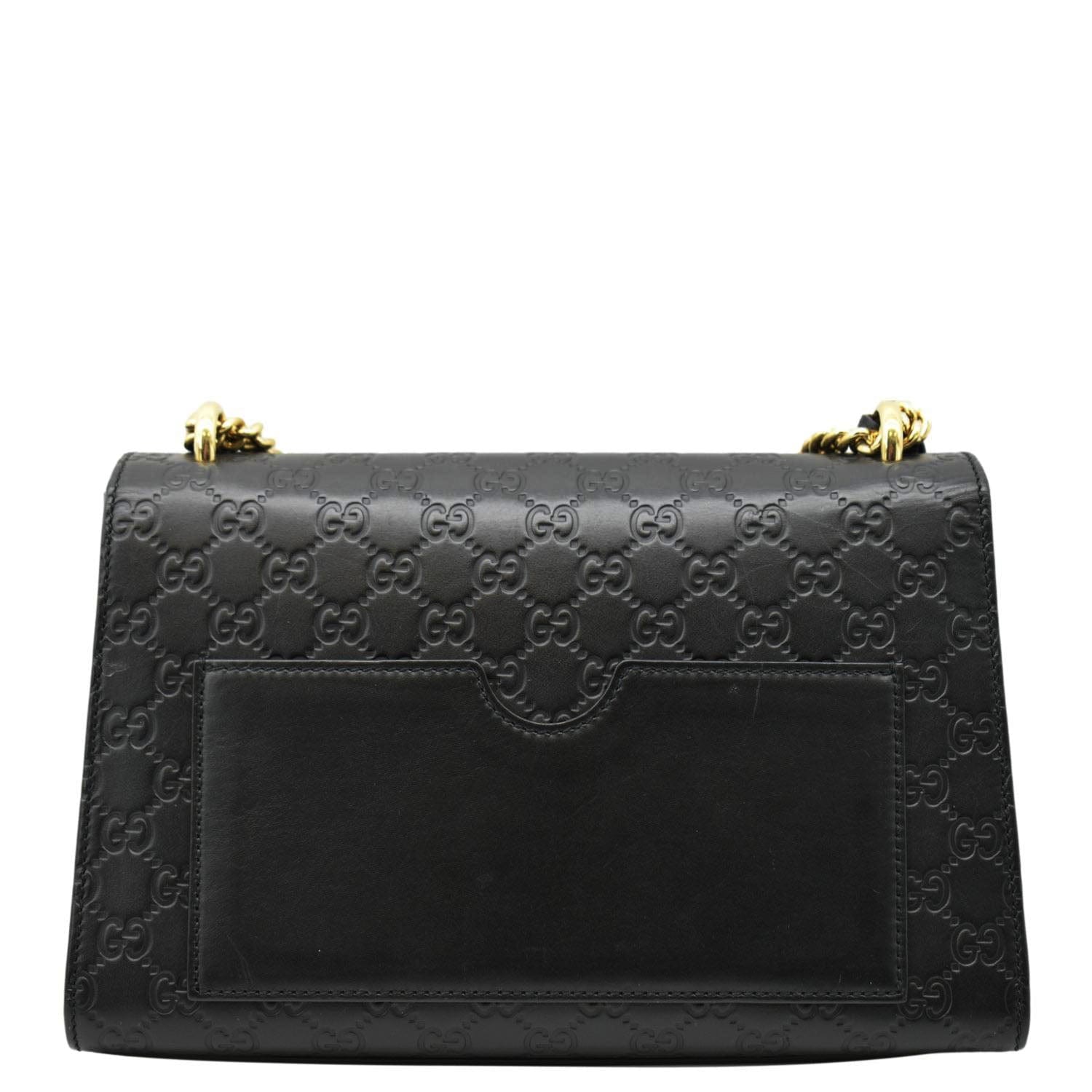Gucci Padlock Leathrer Shoulder Bag Black Medium