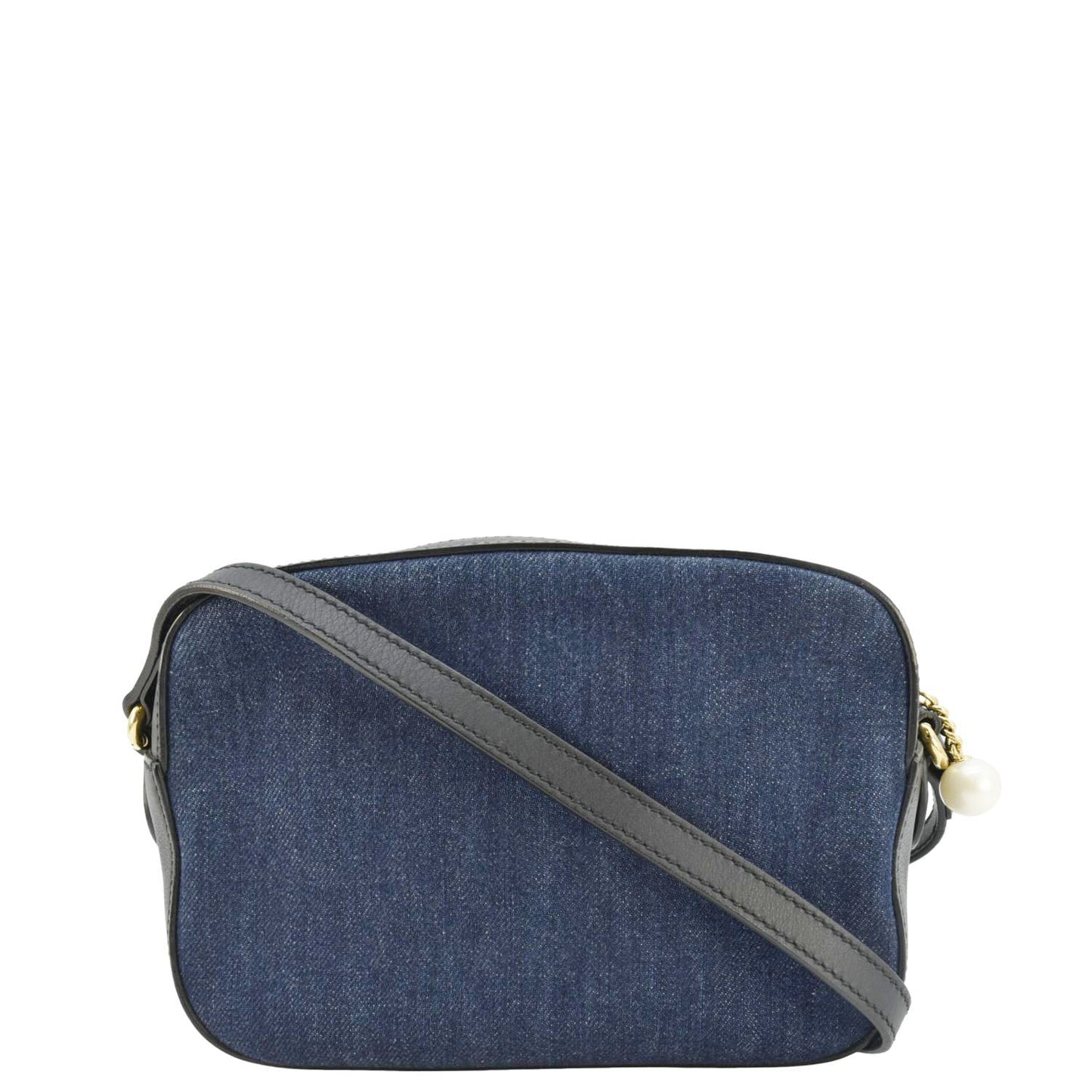 Gucci Embroidered Camera Crossbody Bag Denim Blue