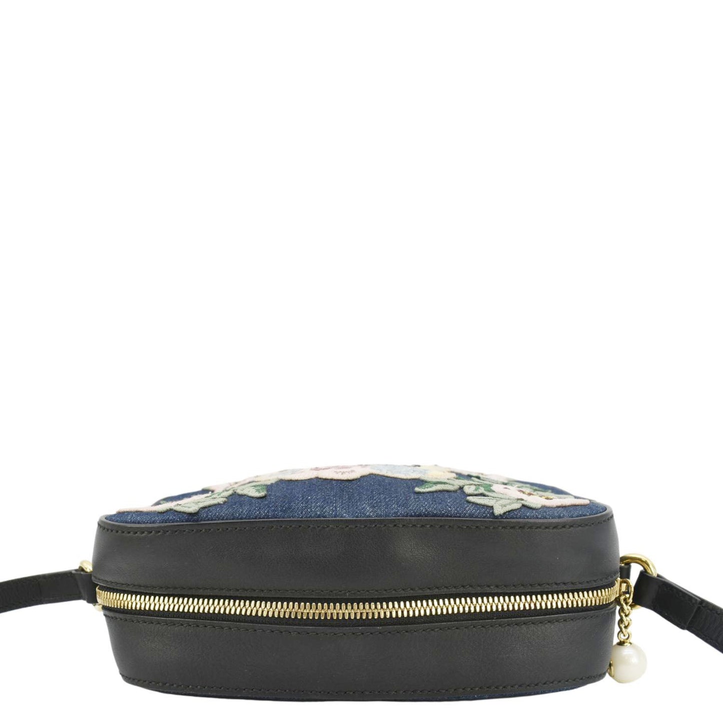 Gucci Embroidered Camera Crossbody Bag Denim Blue