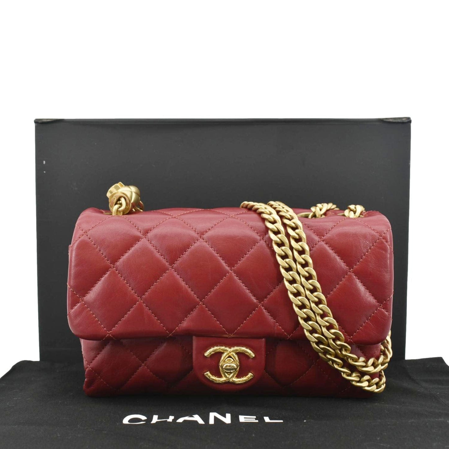 Chanel Pillow Crush Flap Quilted Leather Red Travel Bag