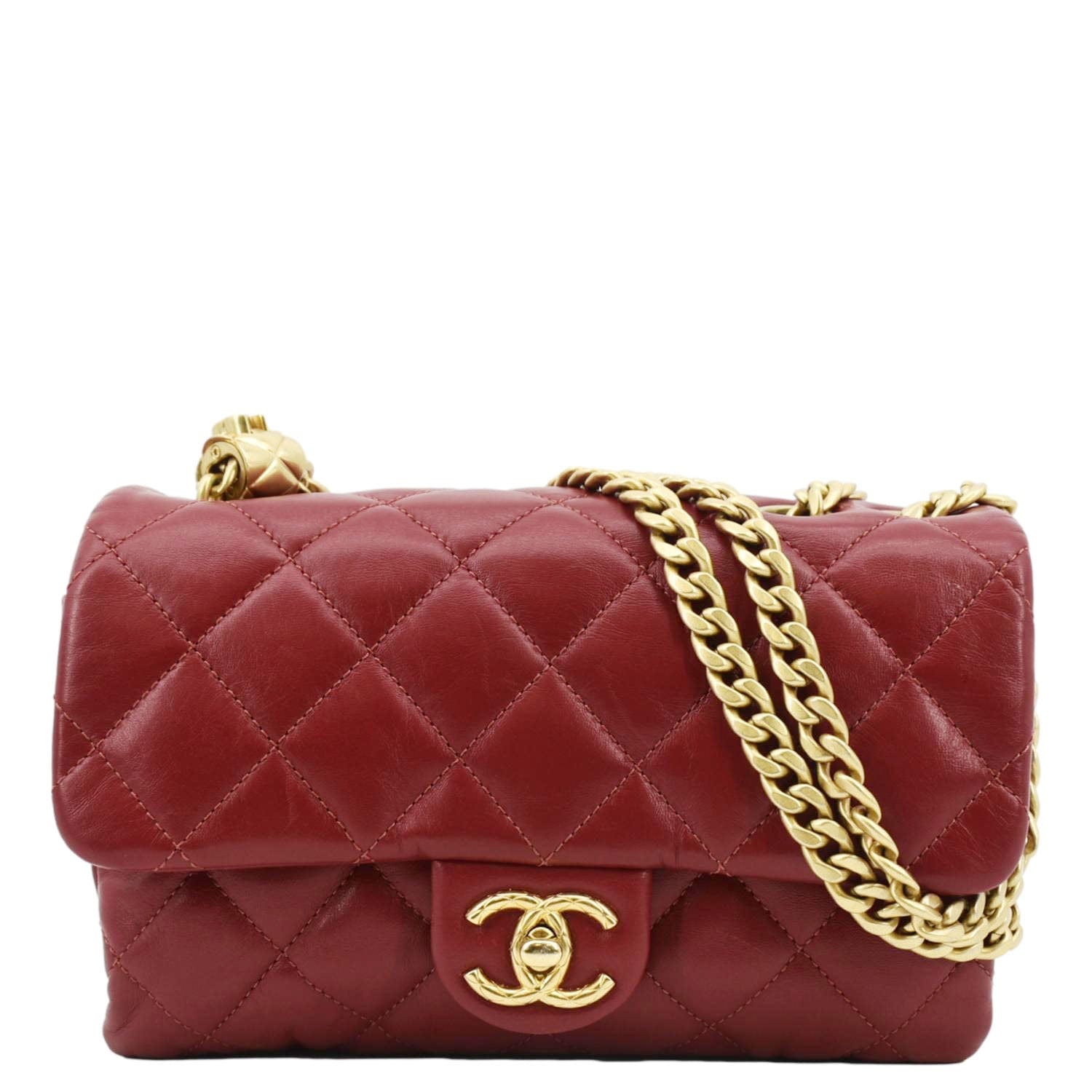 Chanel Pillow Crush Flap Quilted Leather Red Travel Bag