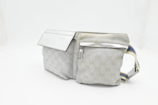 Gucci Waist GG Canvas Silver Travel Bag
