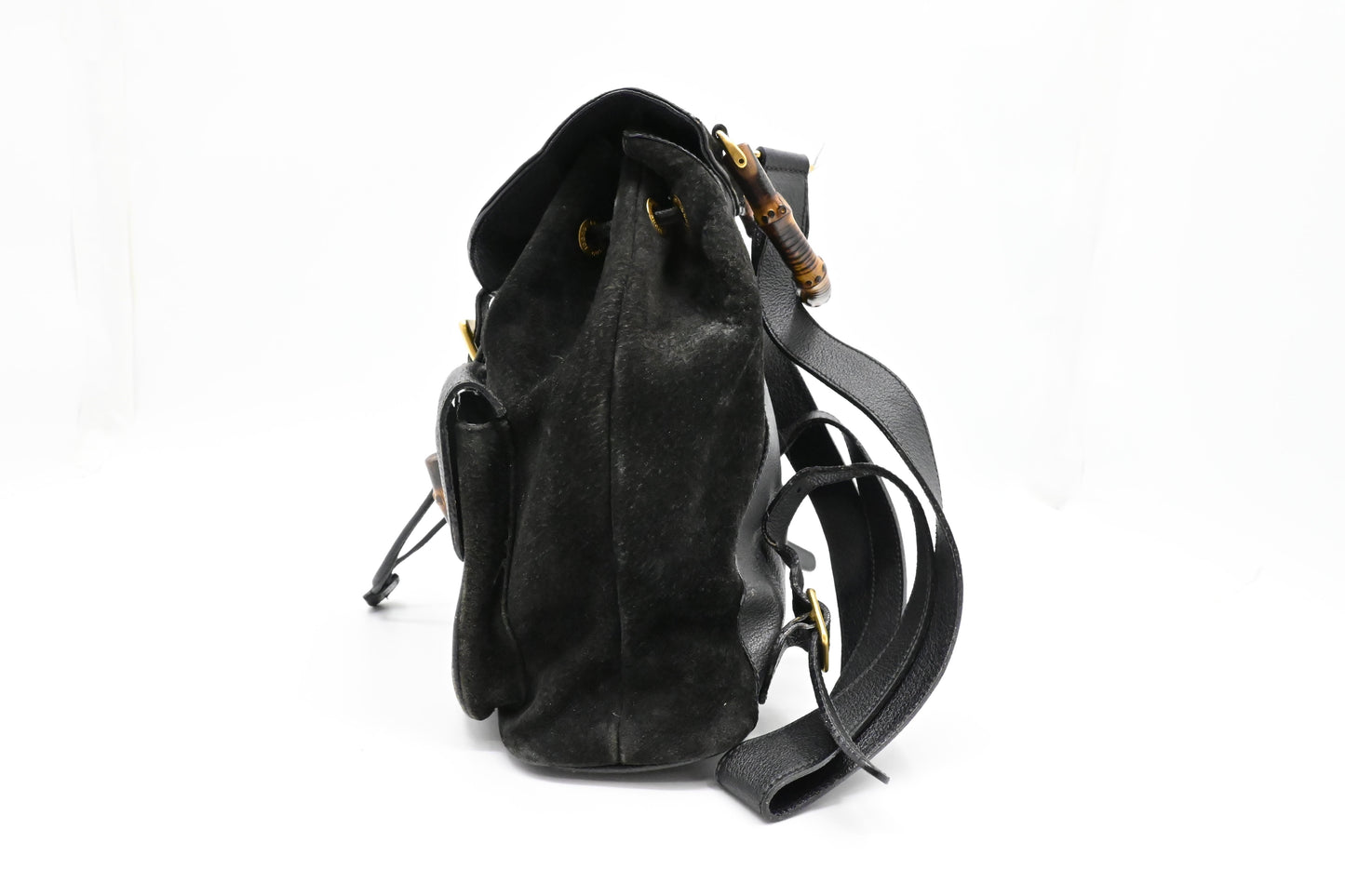 Gucci Bamboo Backpack Suede Black