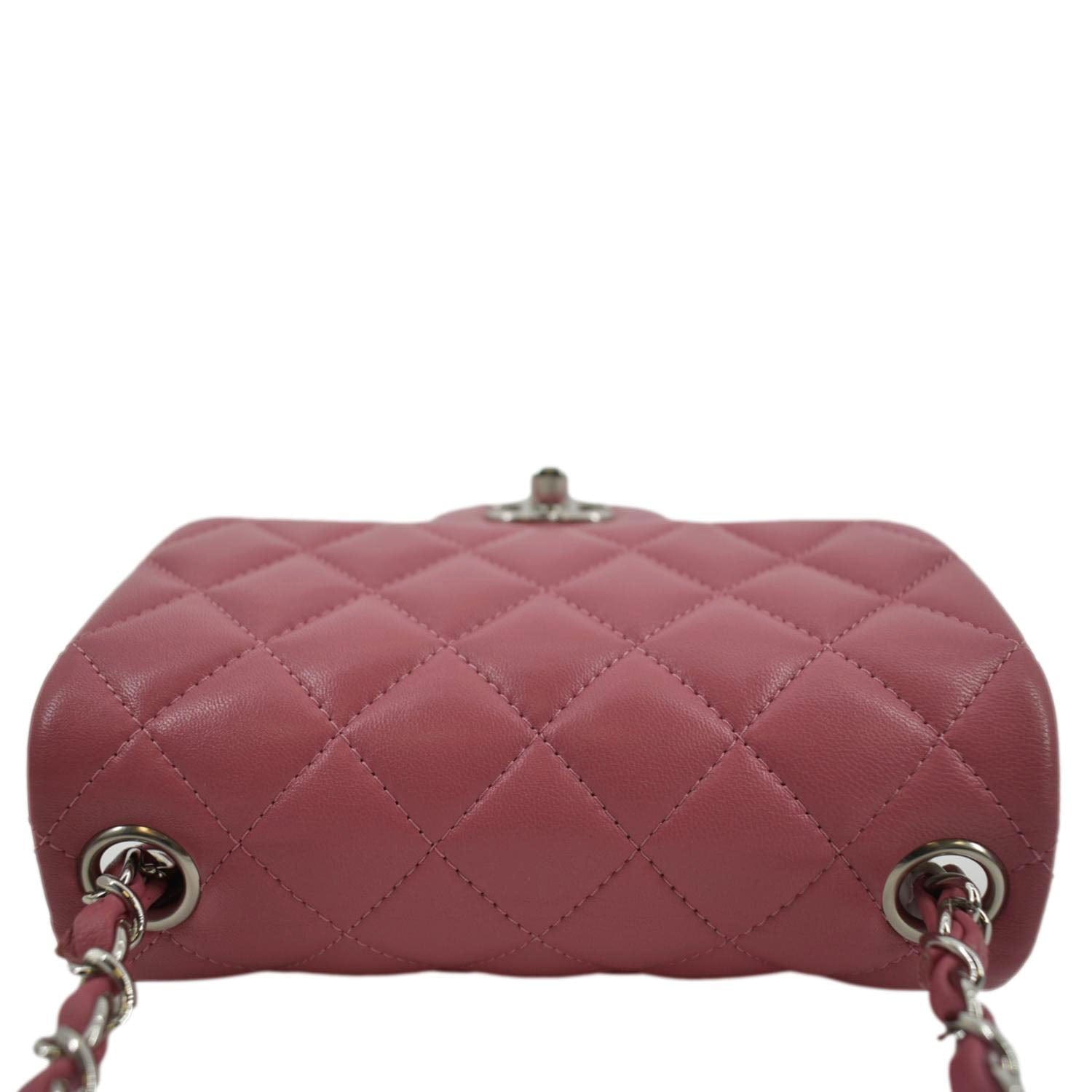 Chanel Mini Square Flap Leather Crossbody Bag Pink