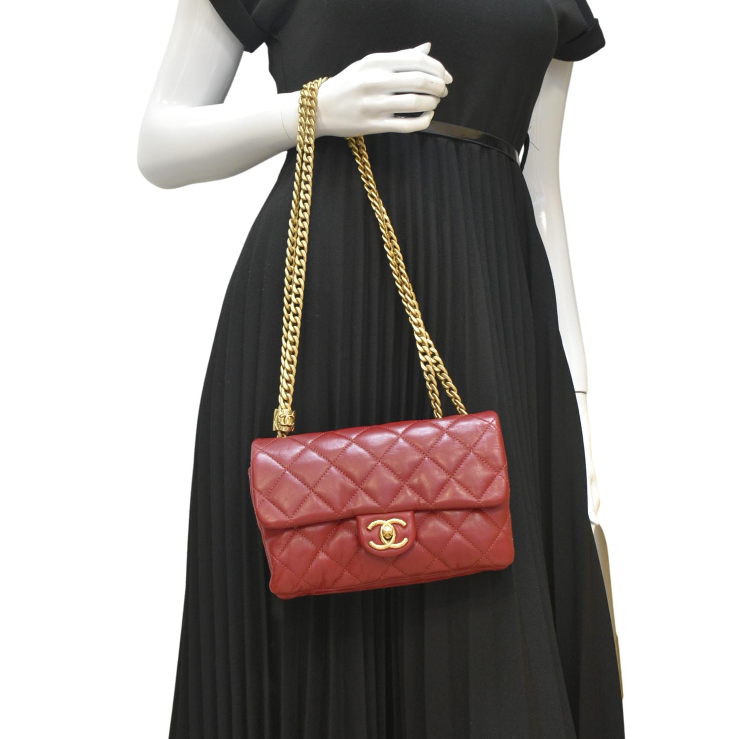 Chanel Pillow Crush Flap Quilted Leather Red Travel Bag