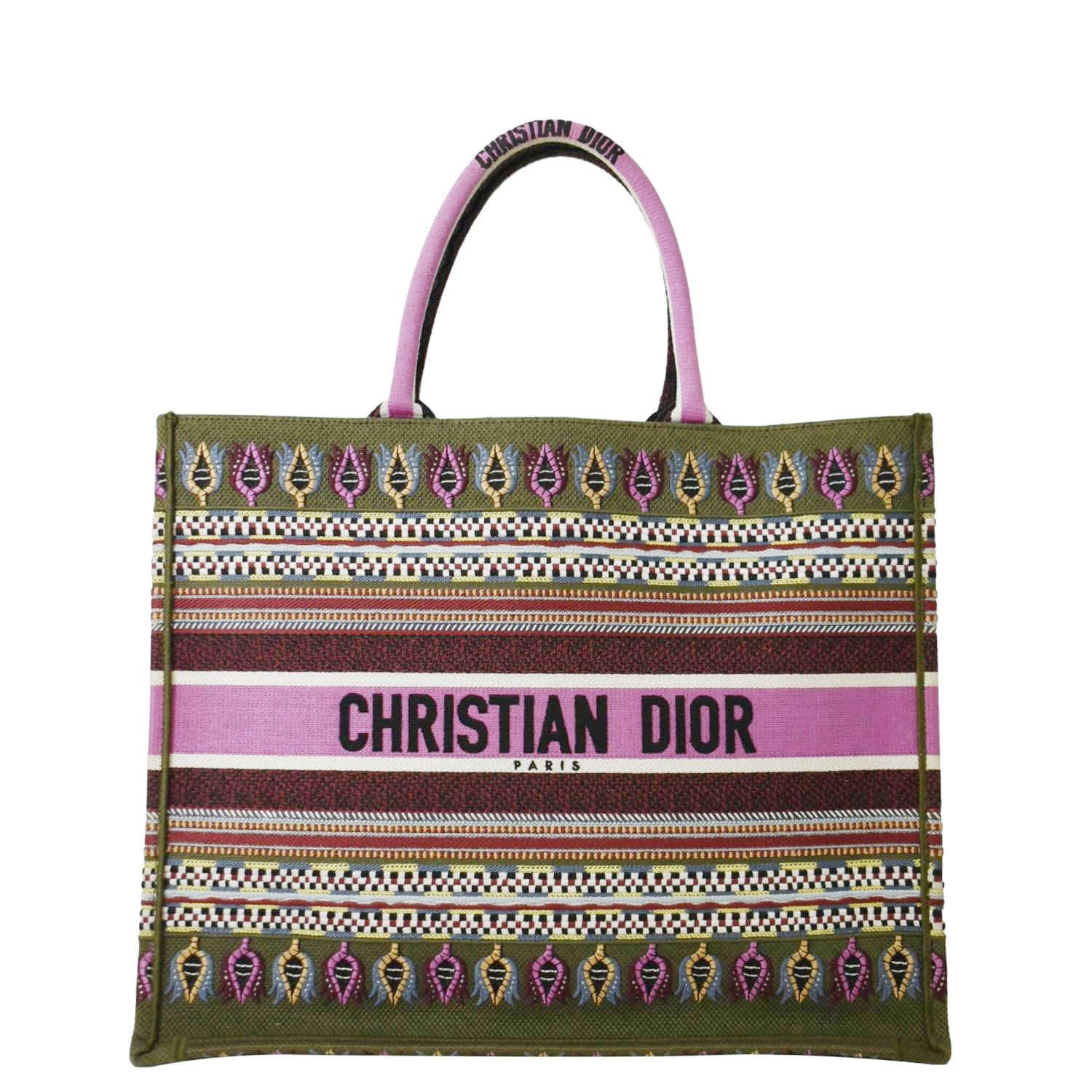 Dior Book Tote Bag Canvas Pink Large