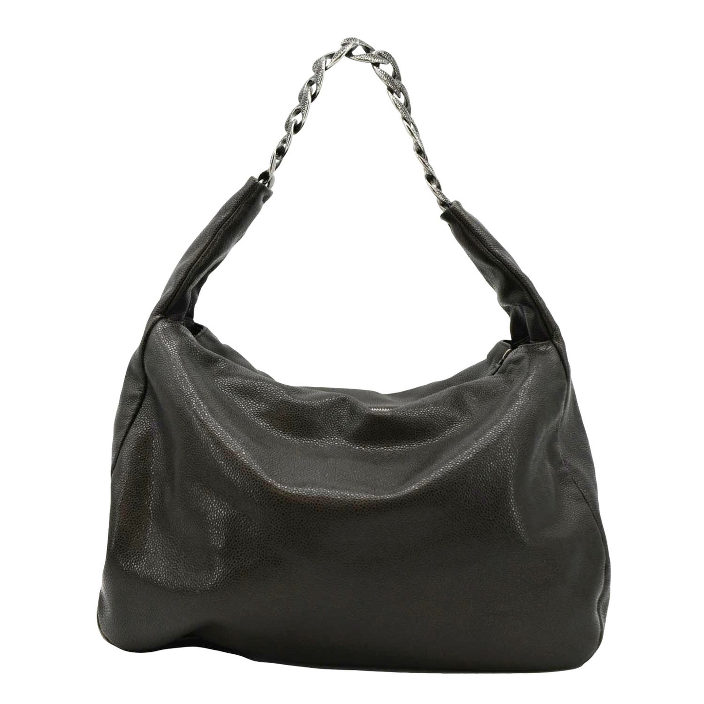 Chanel CC Caviar Hobo Dark Leather Brown Travel Bag
