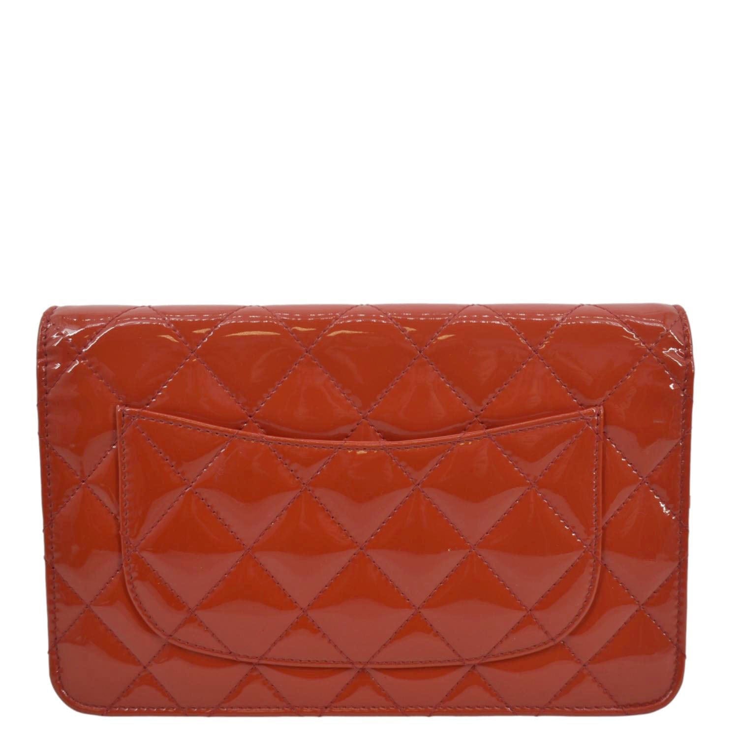Chanel WOC Quilted Leather Red Orange Wallet Case