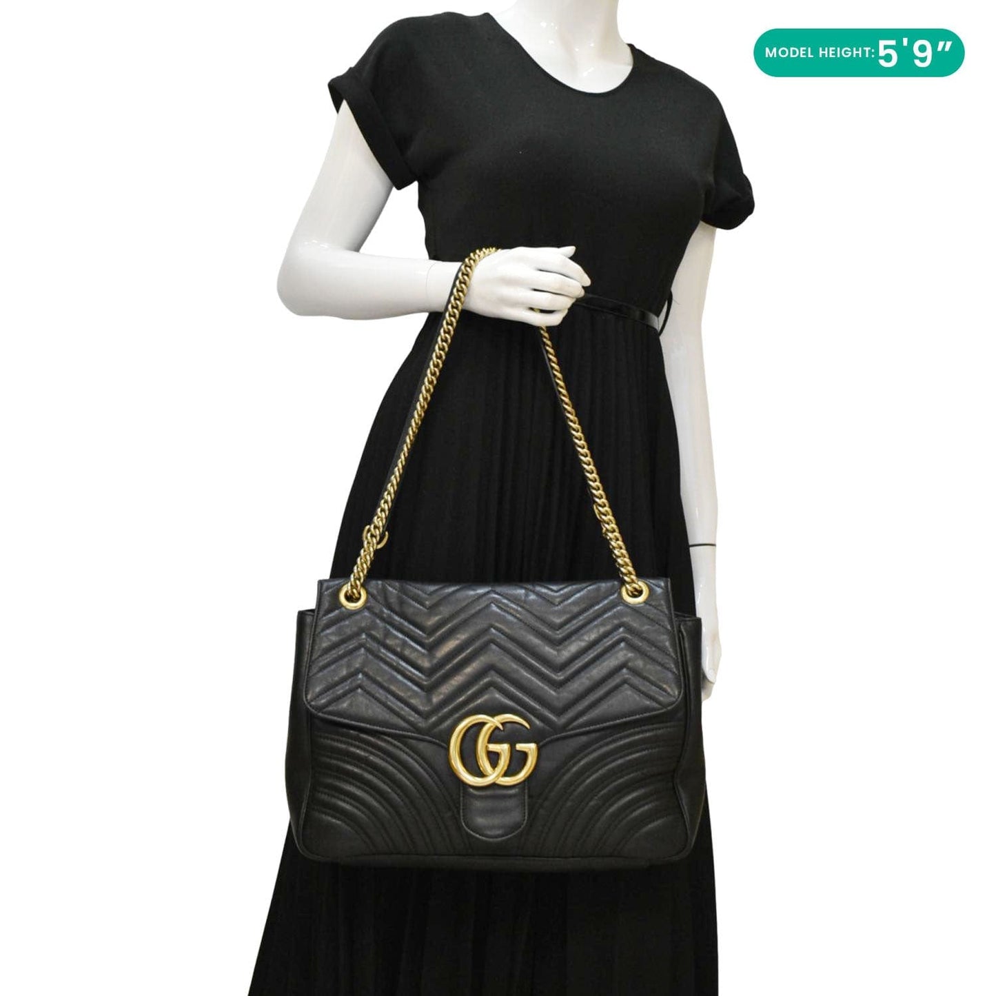 Gucci Marmont Large Shoulder Bag Leather Matelasse